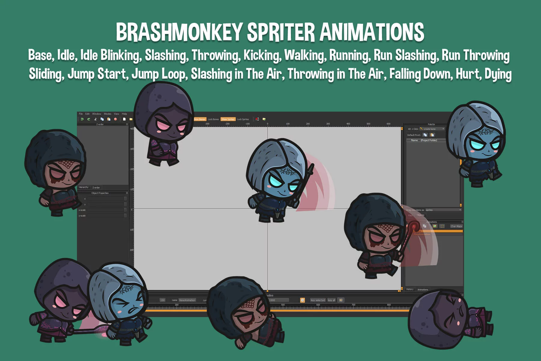 Chibi Necromancer of the Shadow Character Sprites