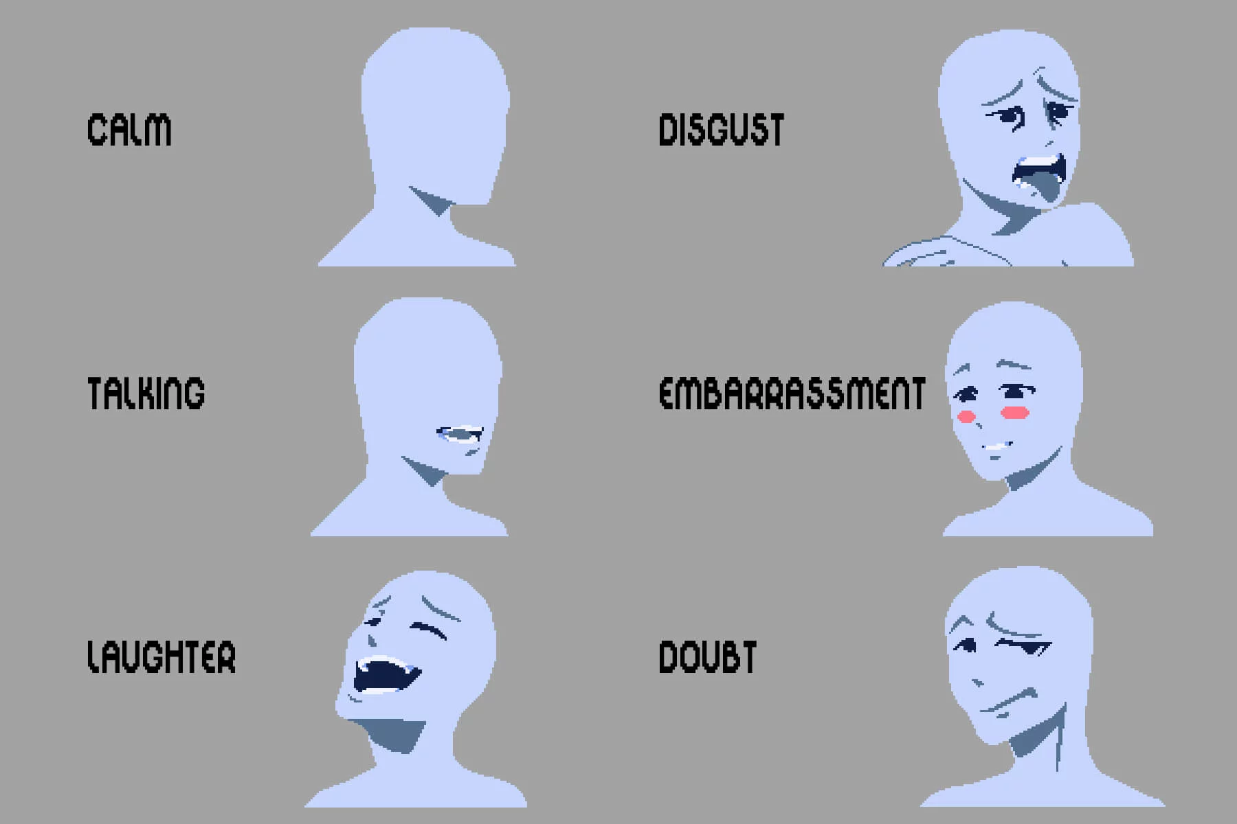 Prototype Dialogue Portraits for Pixel Games