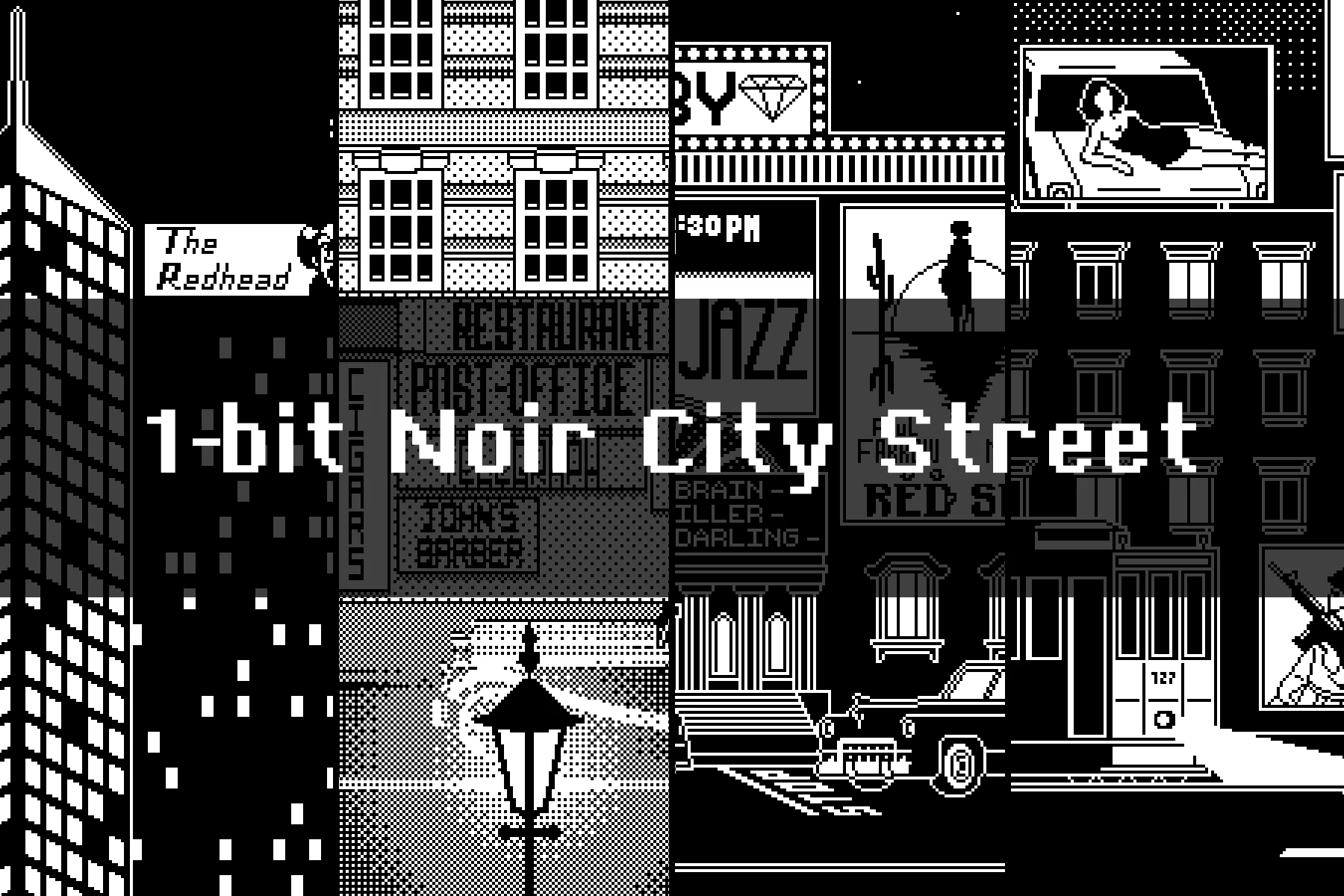 1-Bit Pixel Noir City Street Backgrounds