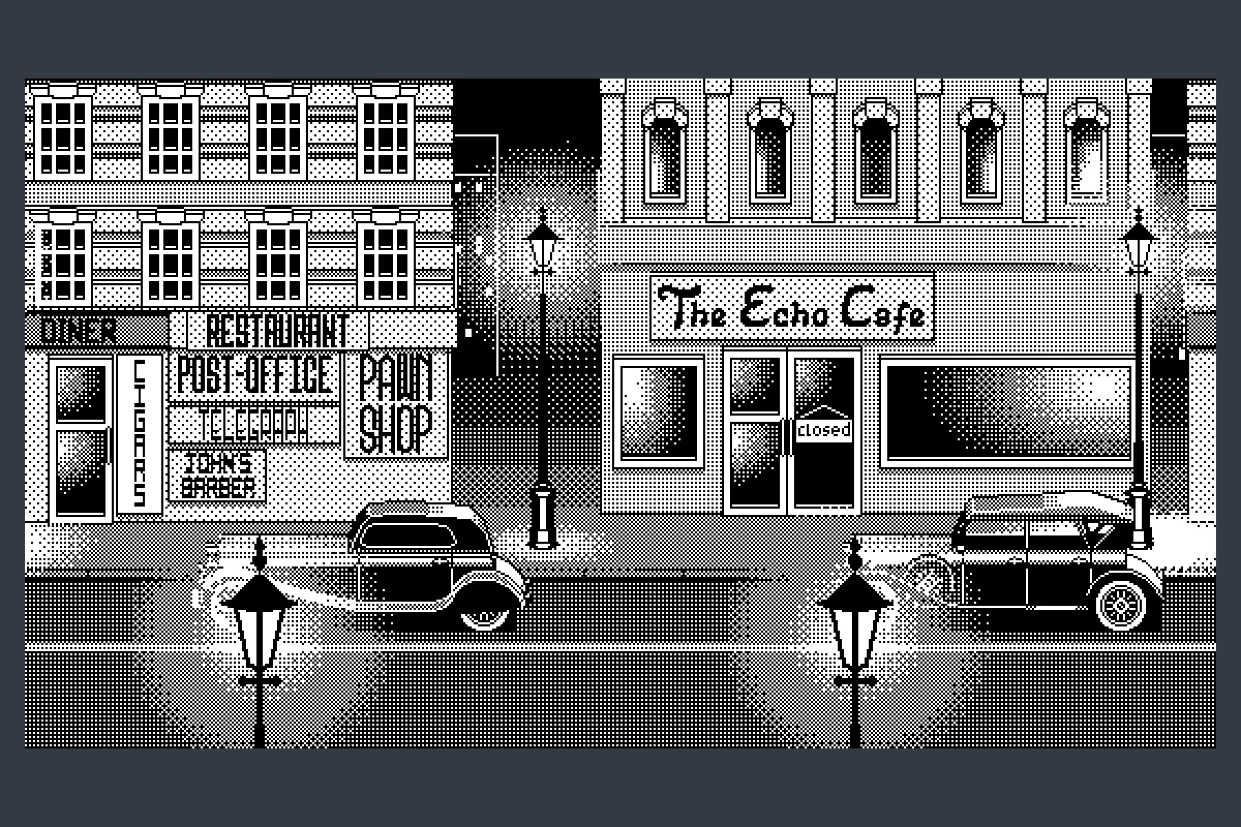 1-Bit Pixel Noir City Street Backgrounds