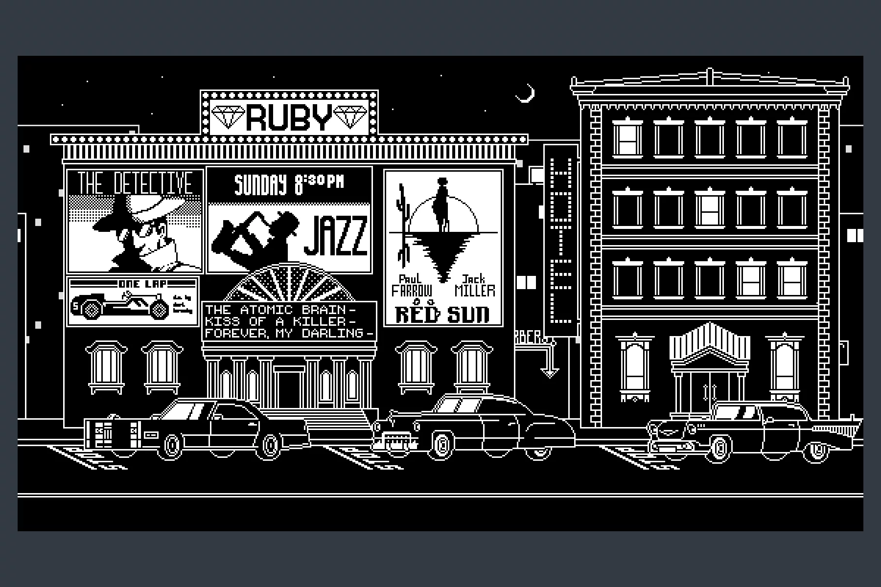 1-Bit Pixel Noir City Street Backgrounds