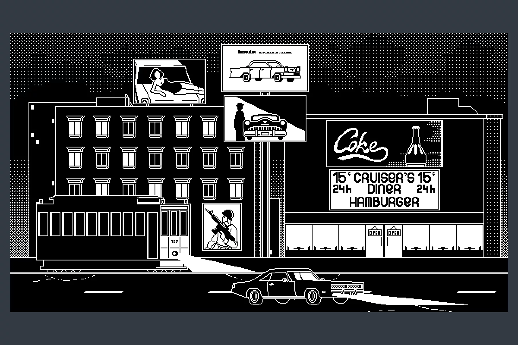1-Bit Pixel Noir City Street Backgrounds