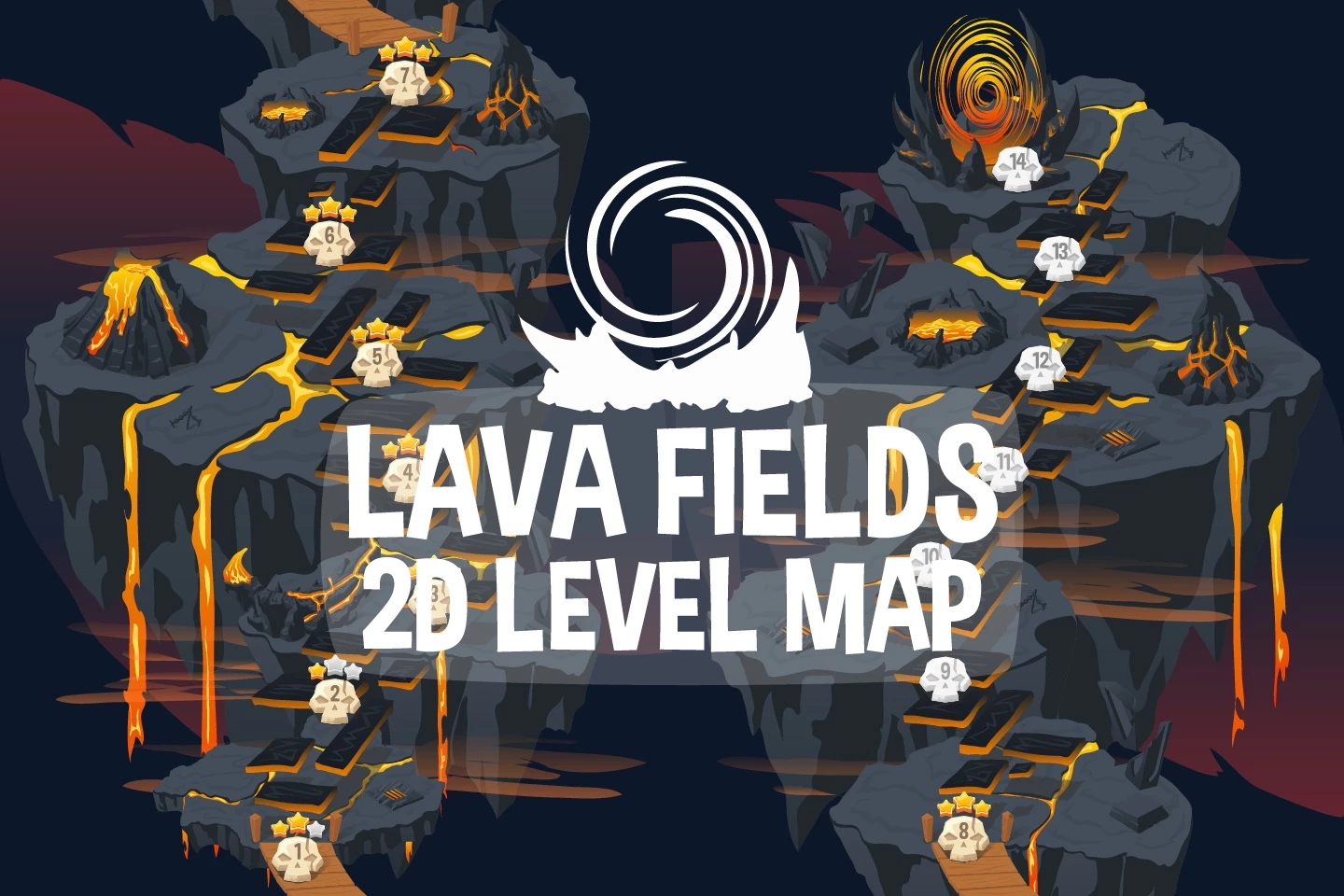 Lava Fields Level Map 2D Backgrounds