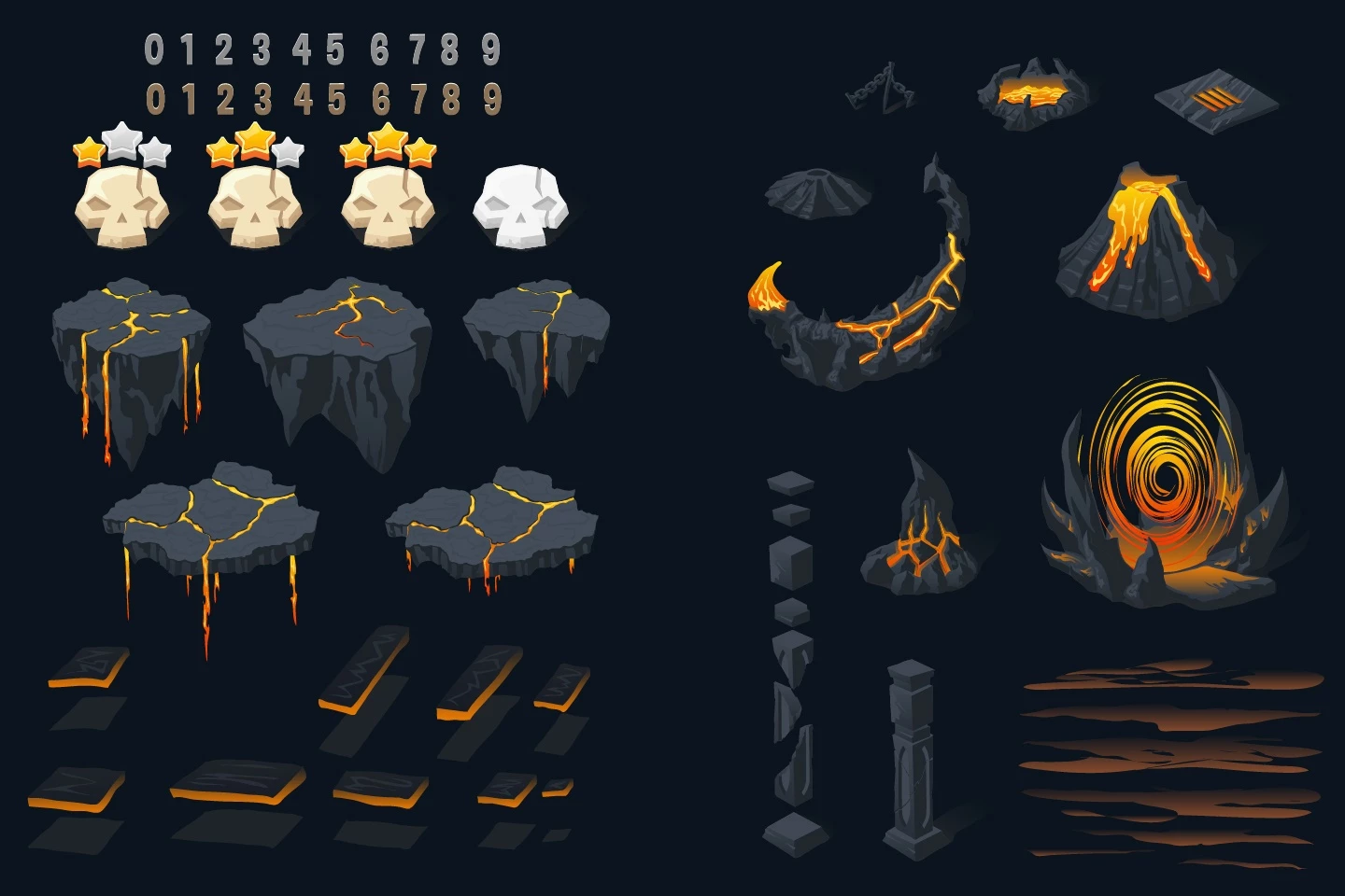 Lava Fields Level Map 2D Backgrounds