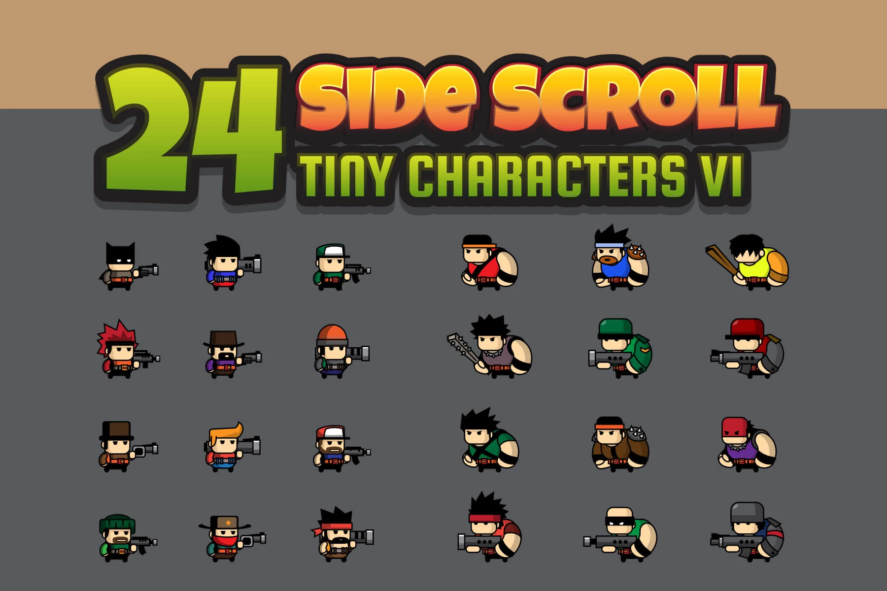 24 Tiny Character Game Sprites