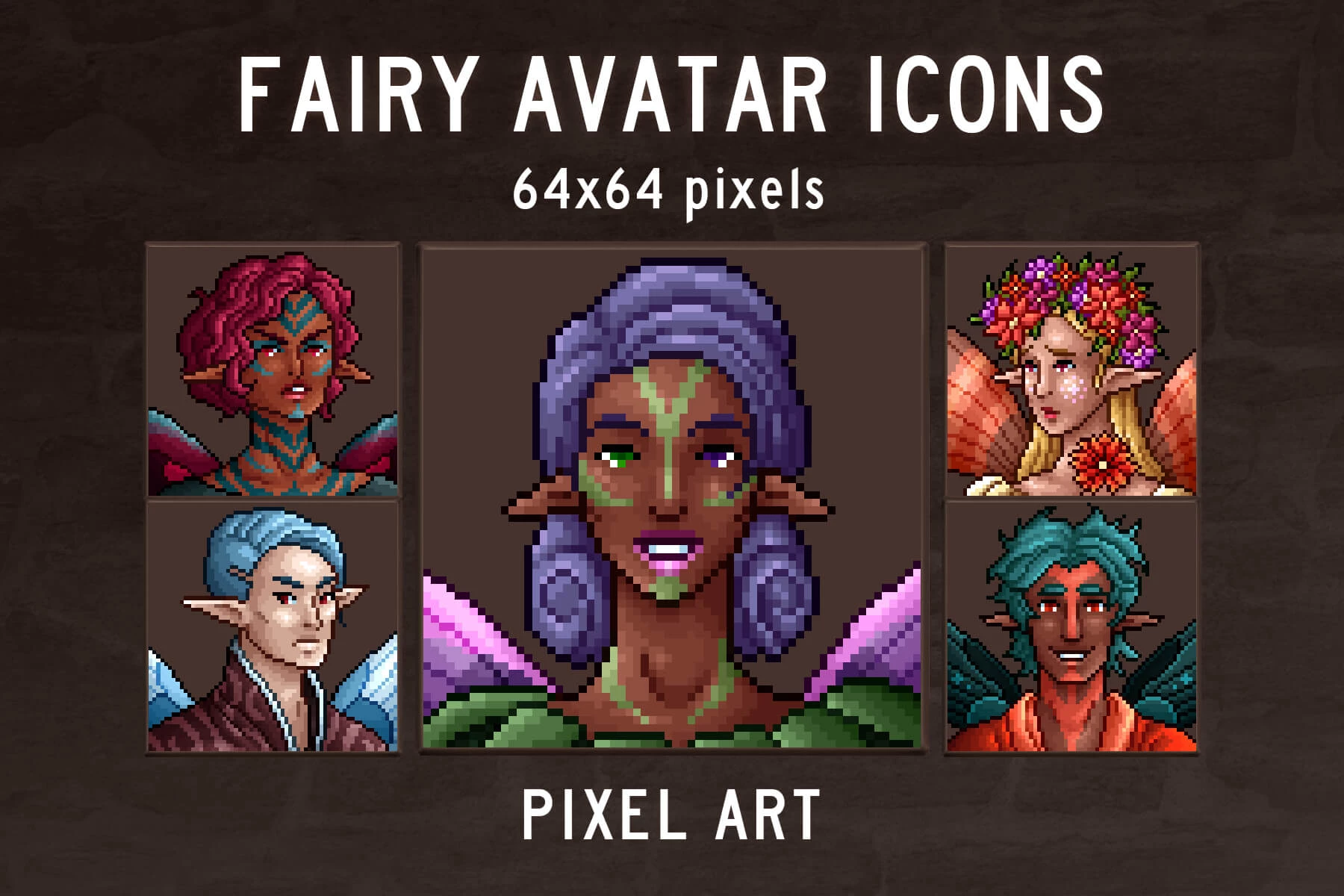 Fairy Avatar Icons 64×64 Pixel Art