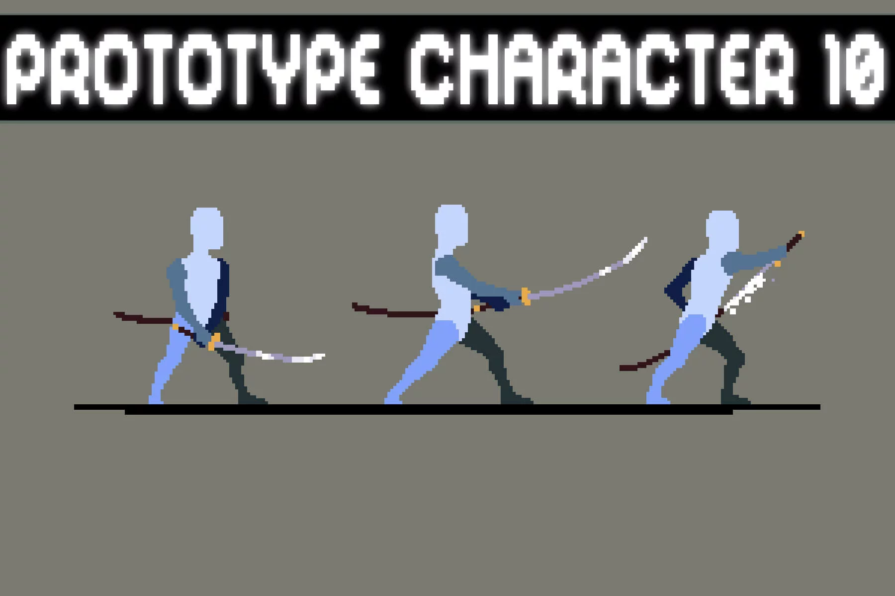 Prototype Saber Fighter Pixel Sprite Sheet