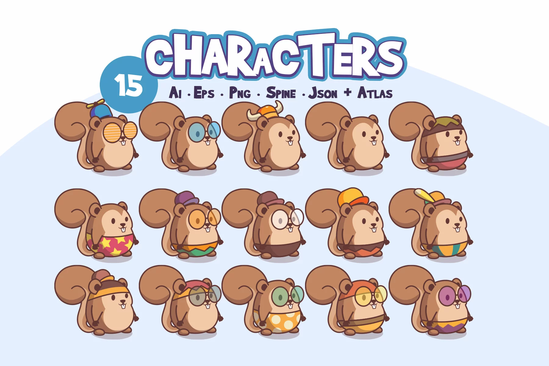 Cute Beaver Character Game Sprites