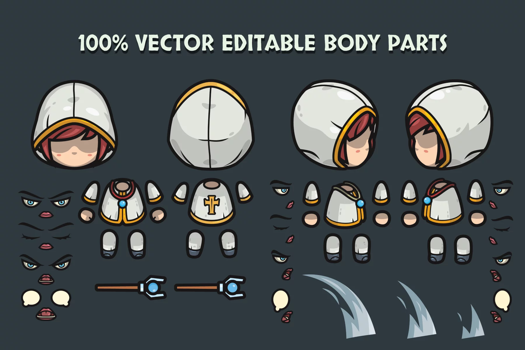Top-Down Wizard Characters Pack Male, Veteran, Female