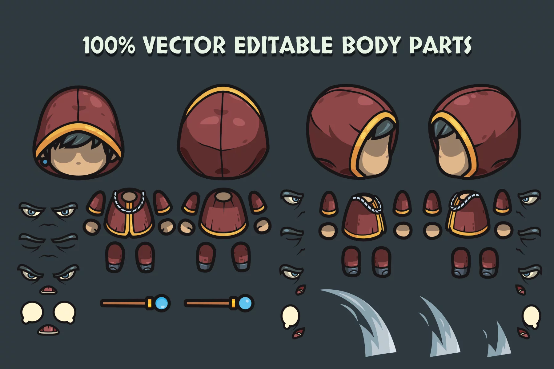 Top-Down Wizard Characters Pack Male, Veteran, Female