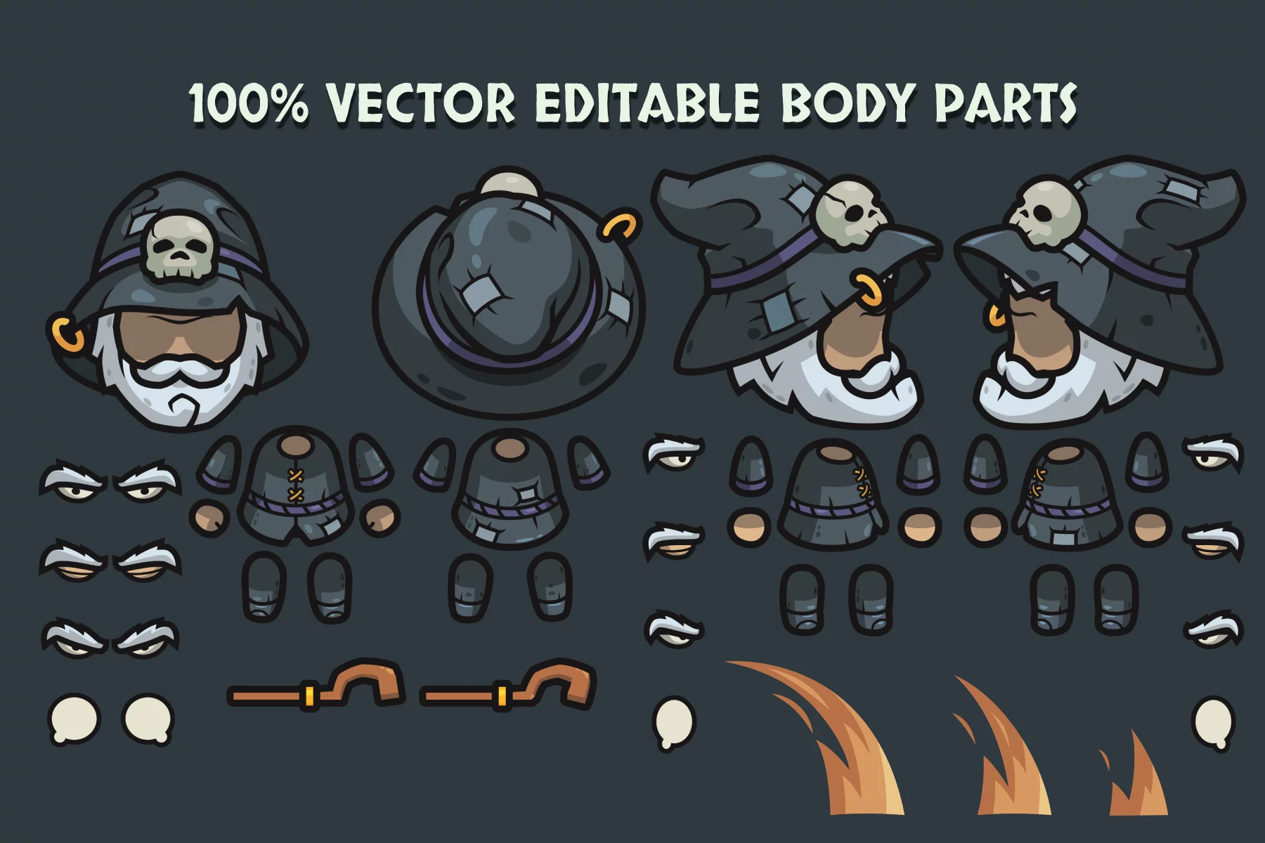 Top-Down Wizard Characters Pack Male, Veteran, Female