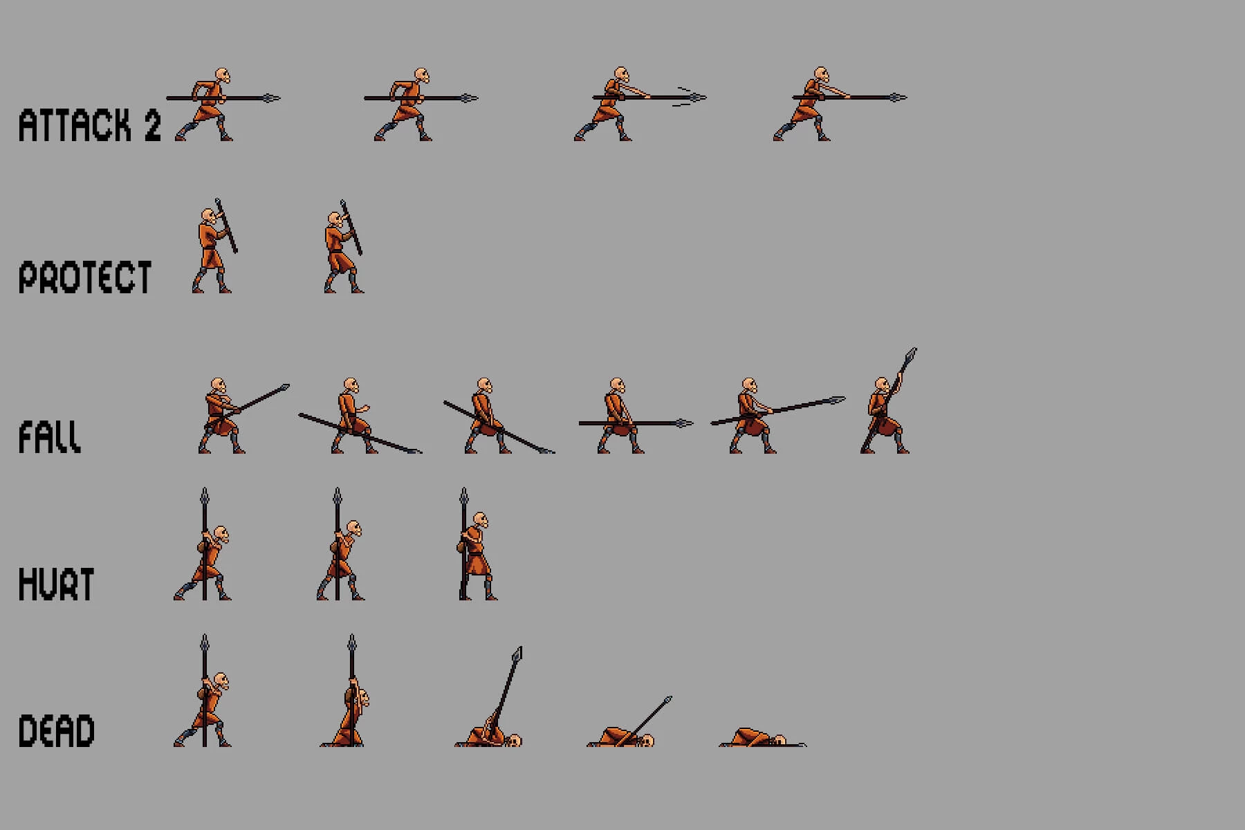 Skeleton Pixel Art Sprite Sheets