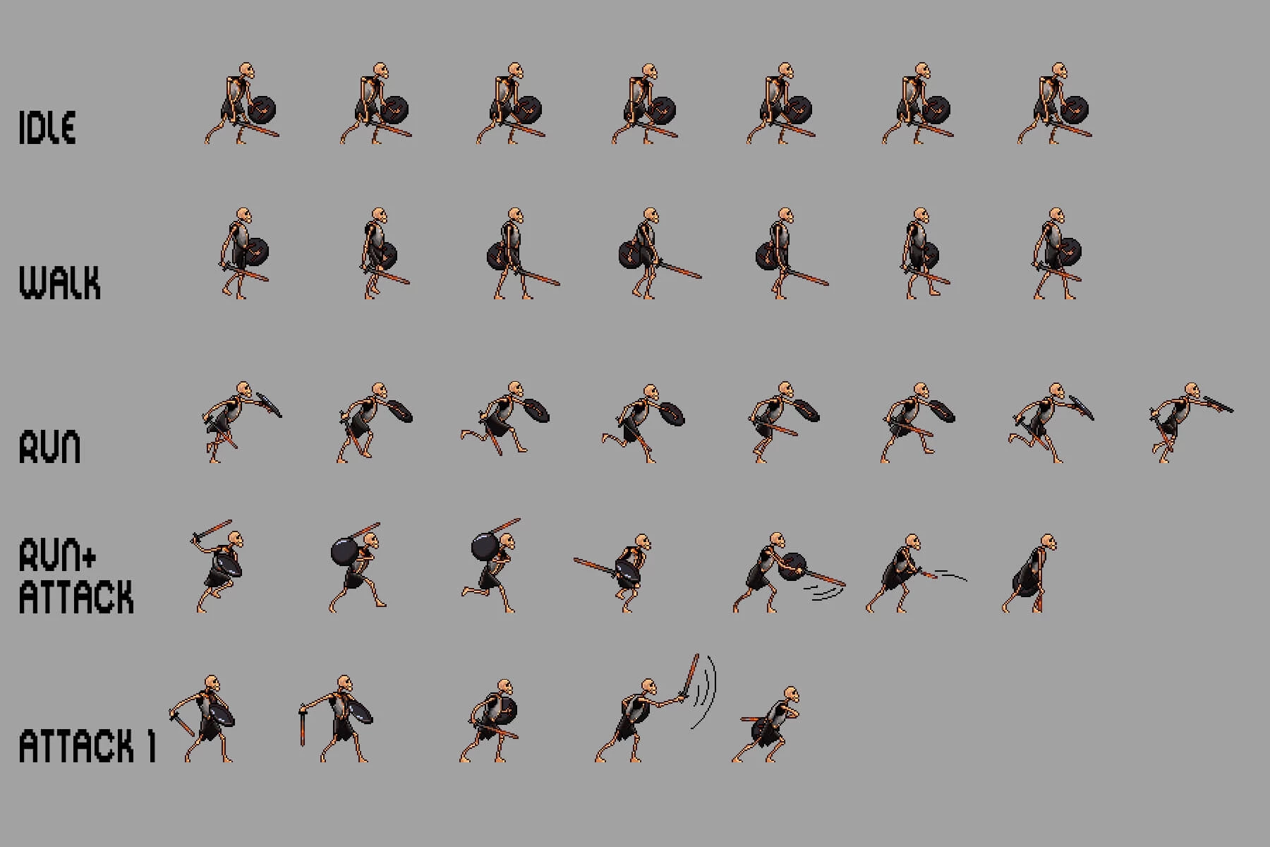 Skeleton Pixel Art Sprite Sheets