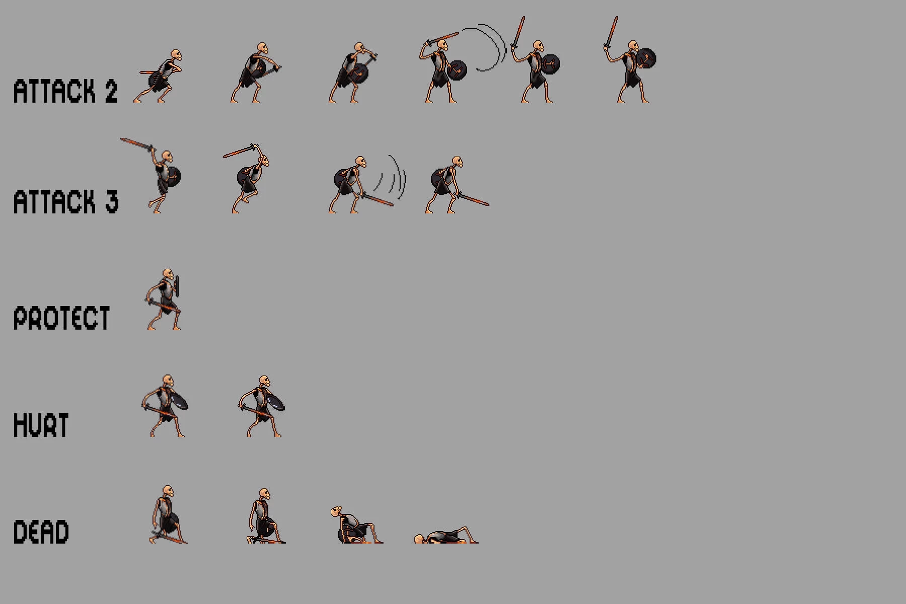 Skeleton Pixel Art Sprite Sheets