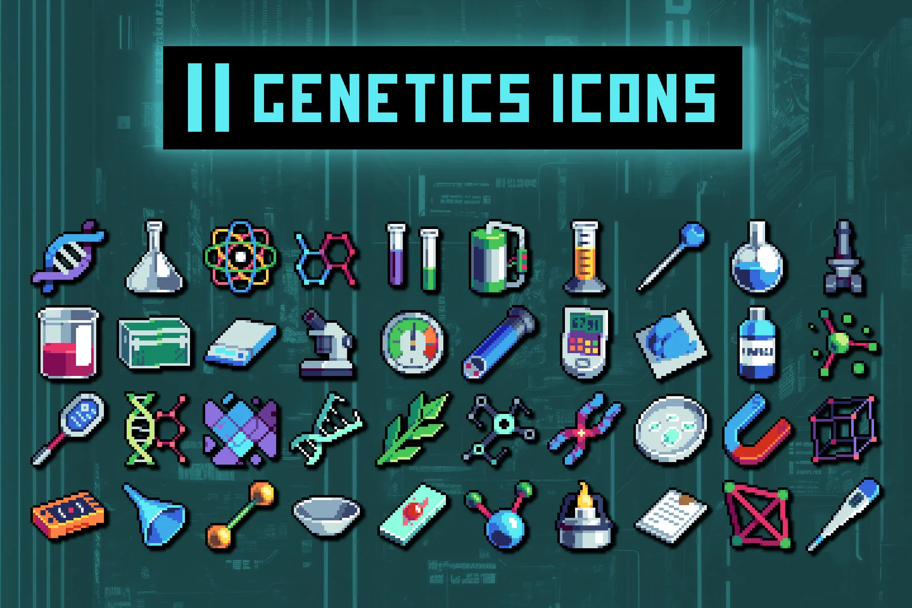 Genetics Pixel Art Icon 32×32 Pack