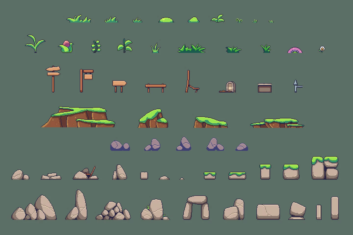 Forest Pixel Art Environment Asset Set
