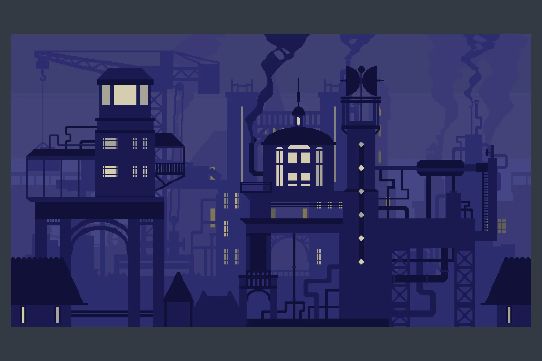 Steampunk Cityscape Pixel Backgrounds
