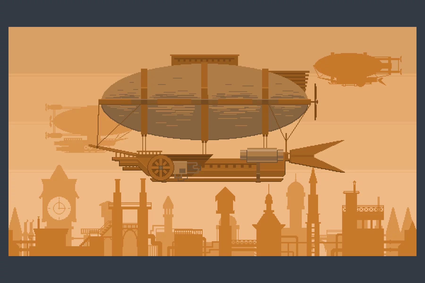Steampunk Cityscape Pixel Backgrounds