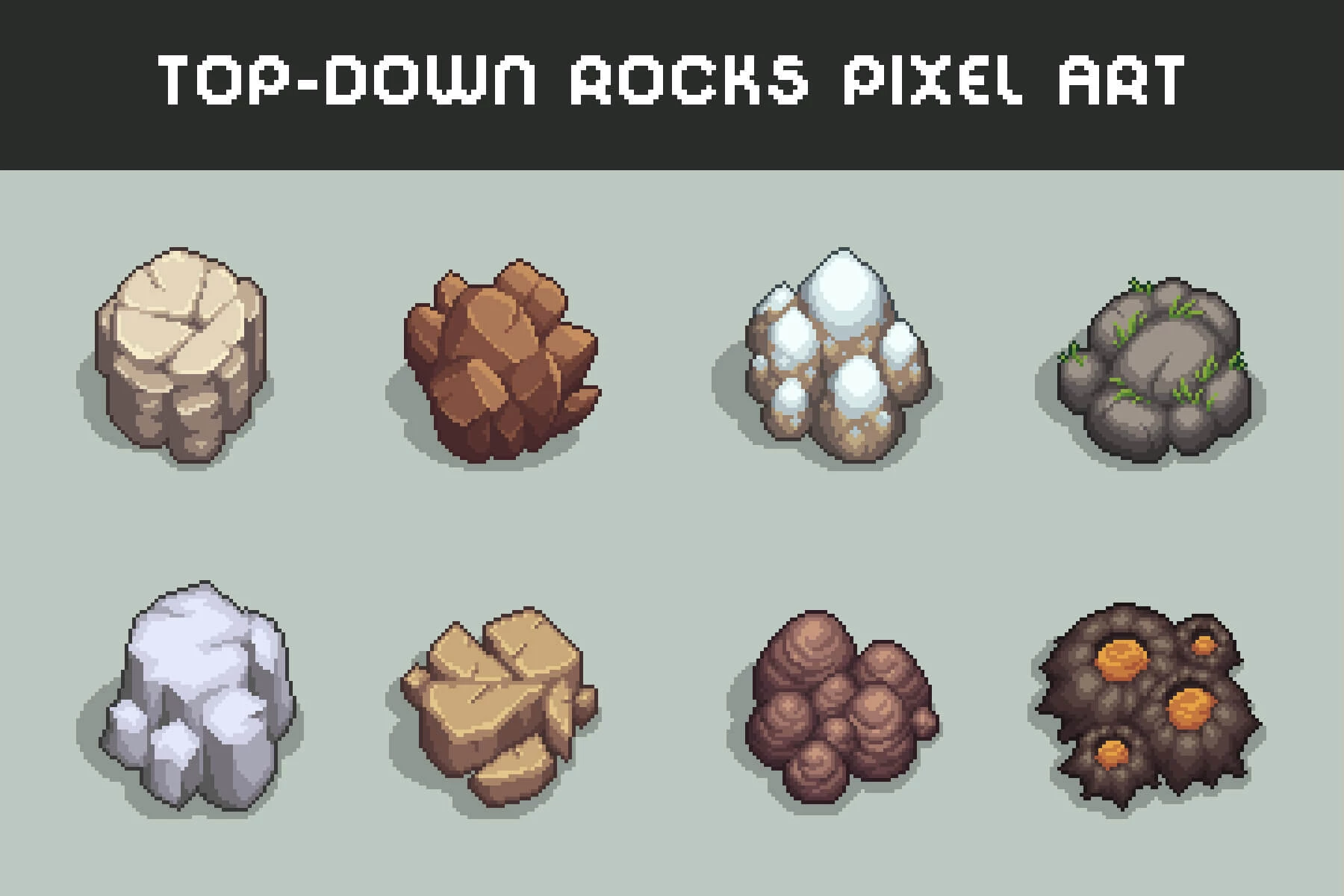 Rocks and Stones Top-Down Pixel Art