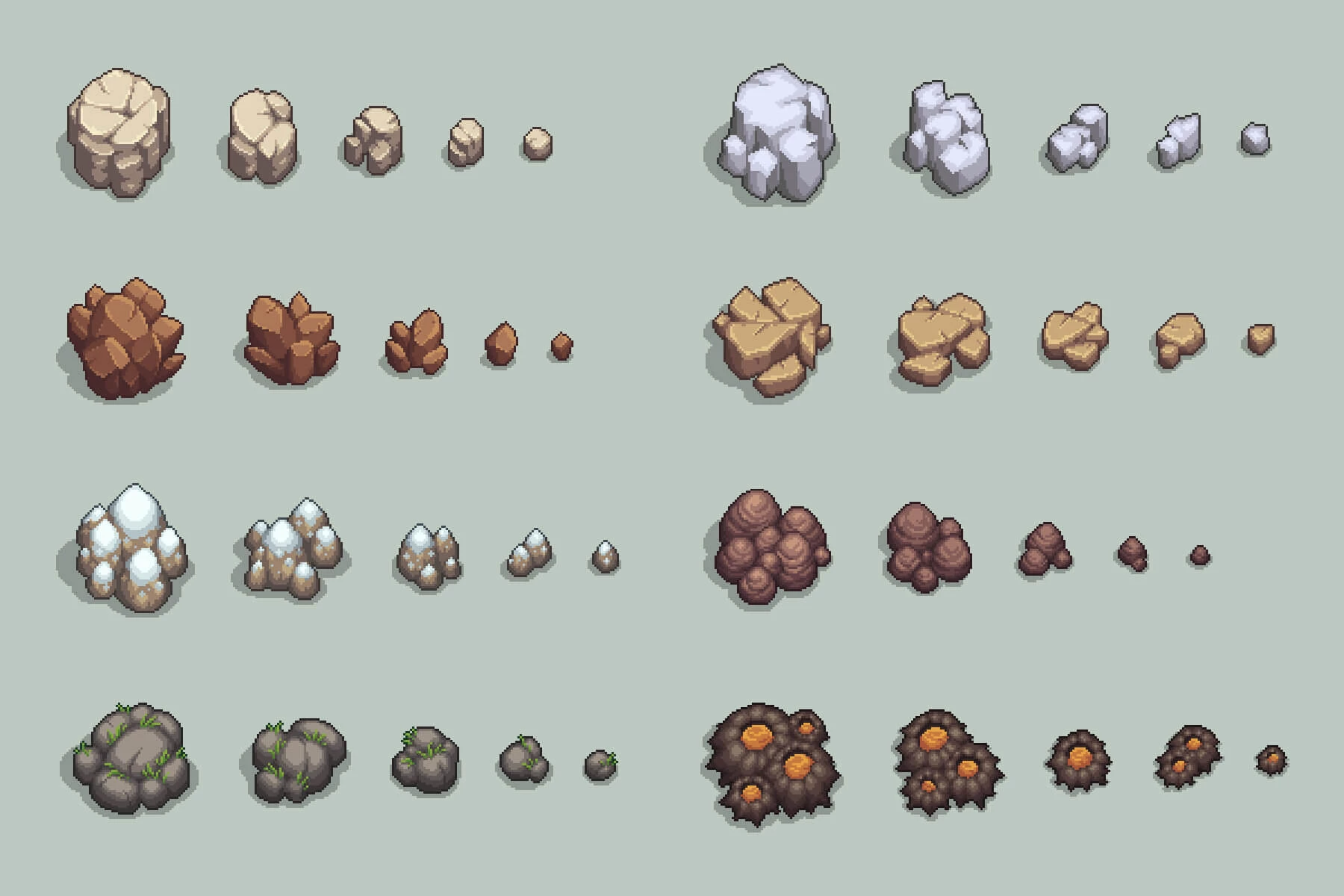 Rocks and Stones Top-Down Pixel Art