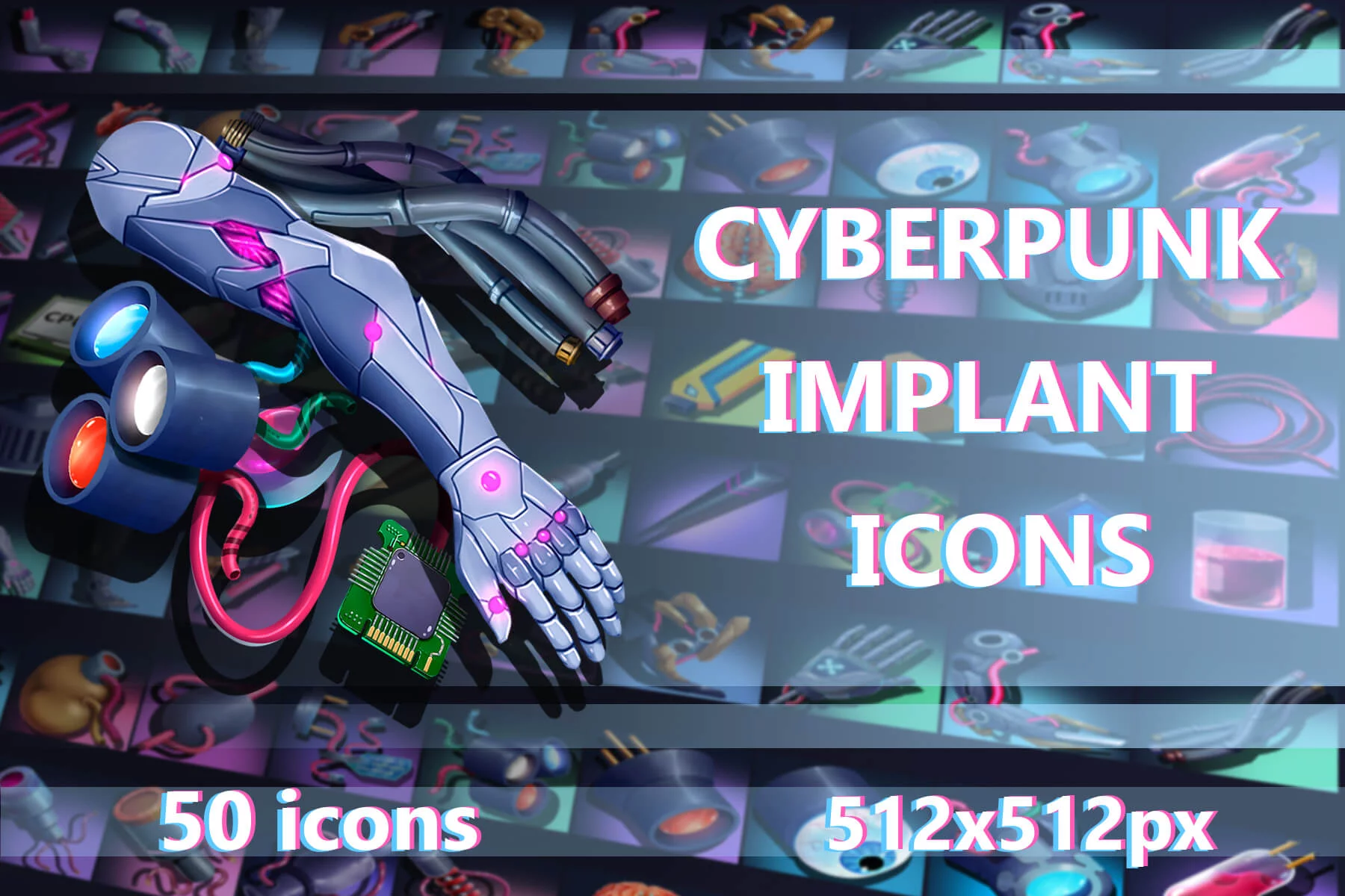 Cyberpunk Implant Game 512×512 Icons