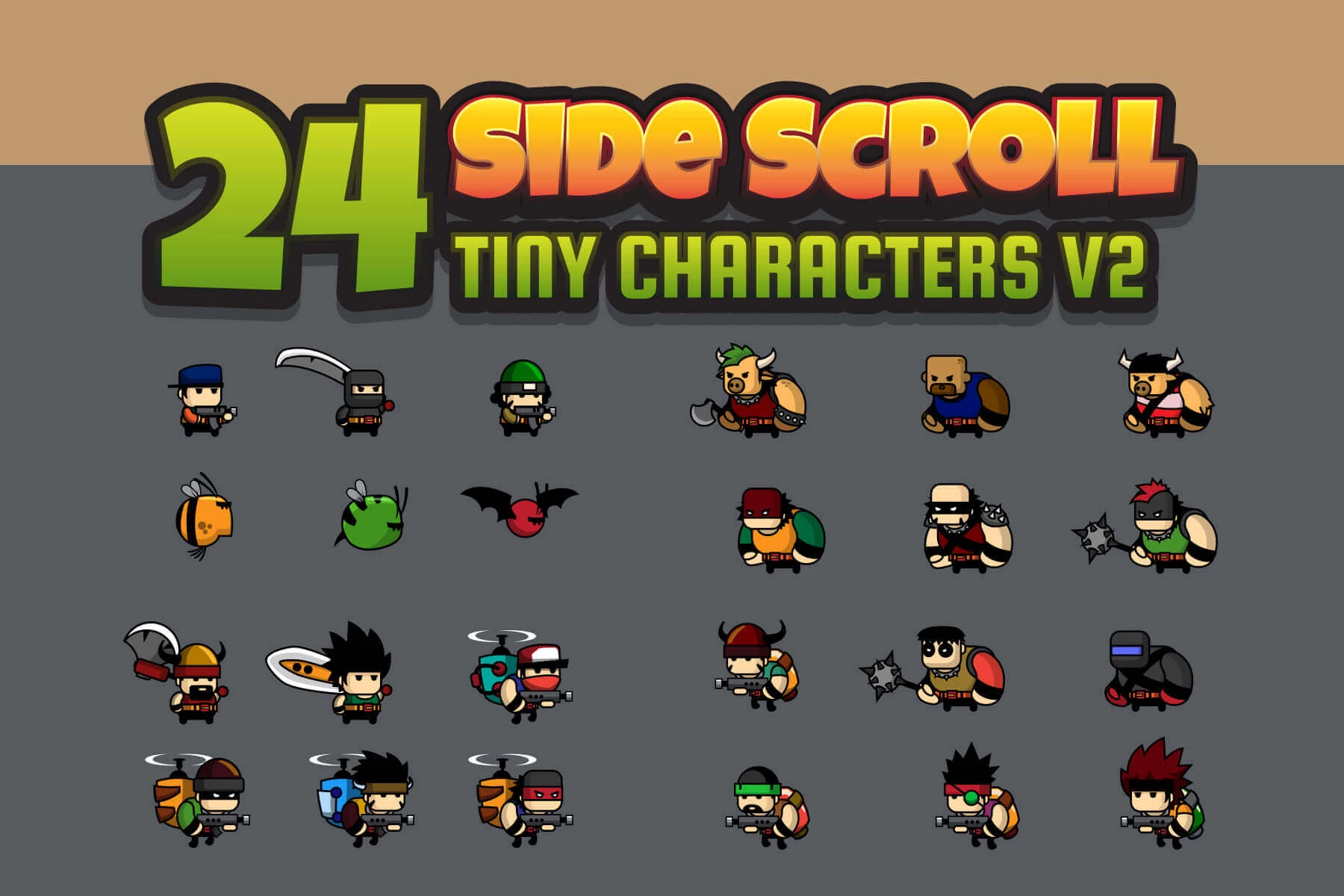 24 Tiny Character Game Sprites Pack 2