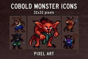 Cobold怪物图标32×32像素艺术包
