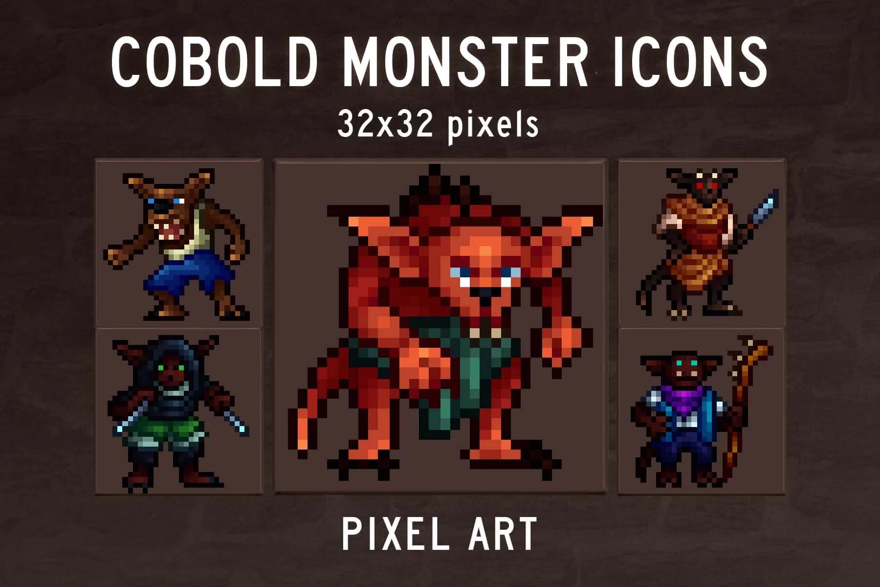 Cobold Monster Icons 32×32 Pixel Art