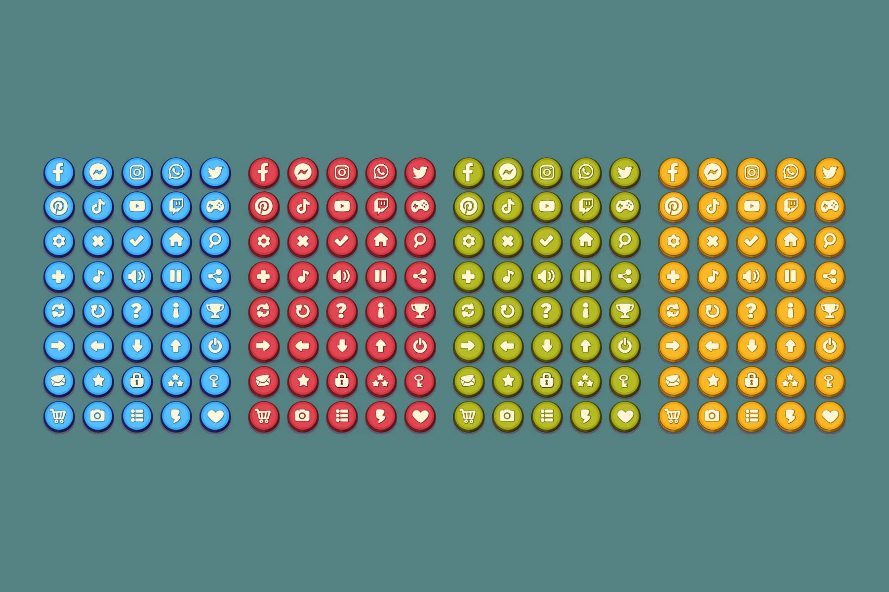Game UI Buttons and Icons Vector Art