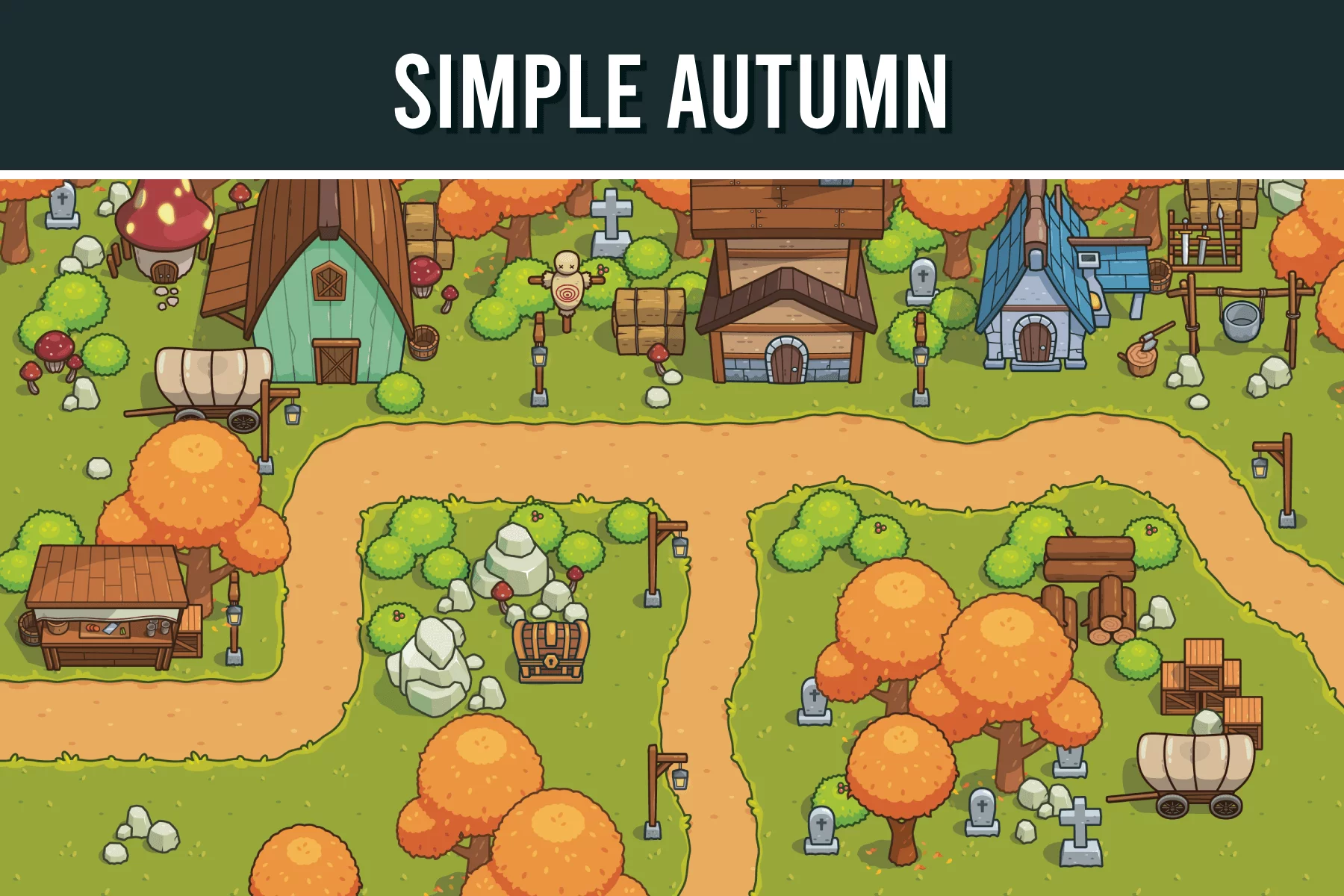 Simple Autumn Top-Down Vector Tileset