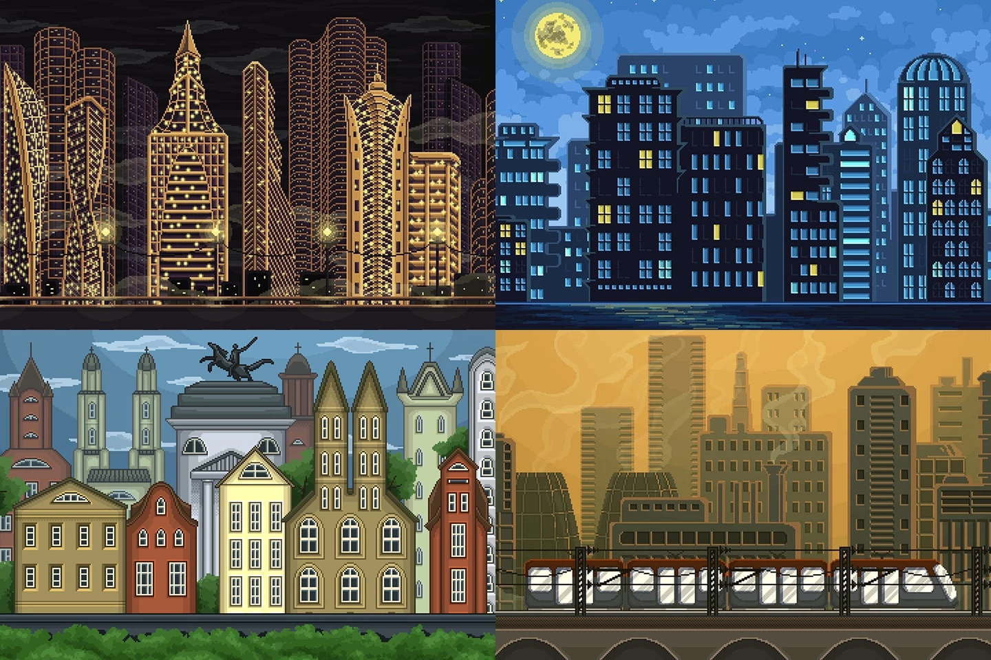 Pixel Art Game City Backgrounds