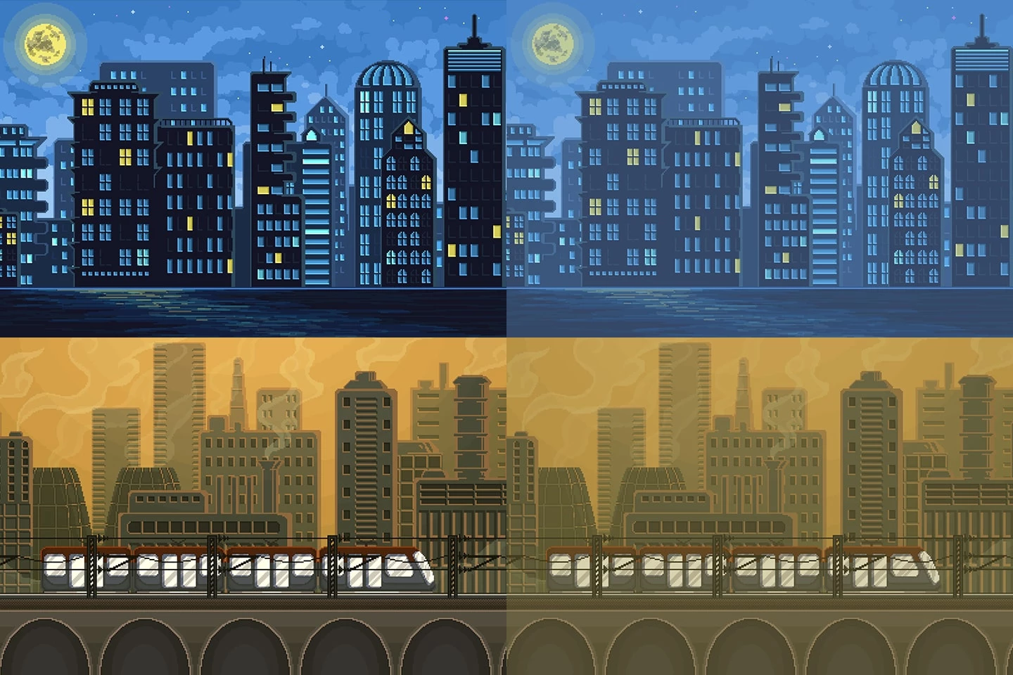 Pixel Art Game City Backgrounds
