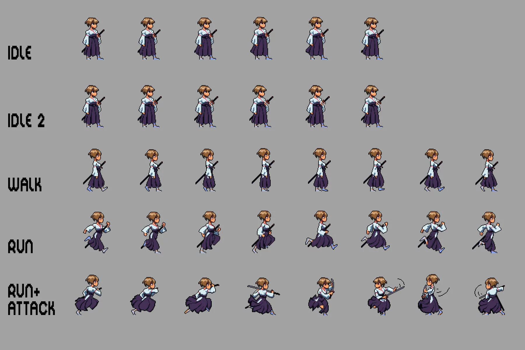 Girls Warrior 2D Pixel Art Sprite Pack