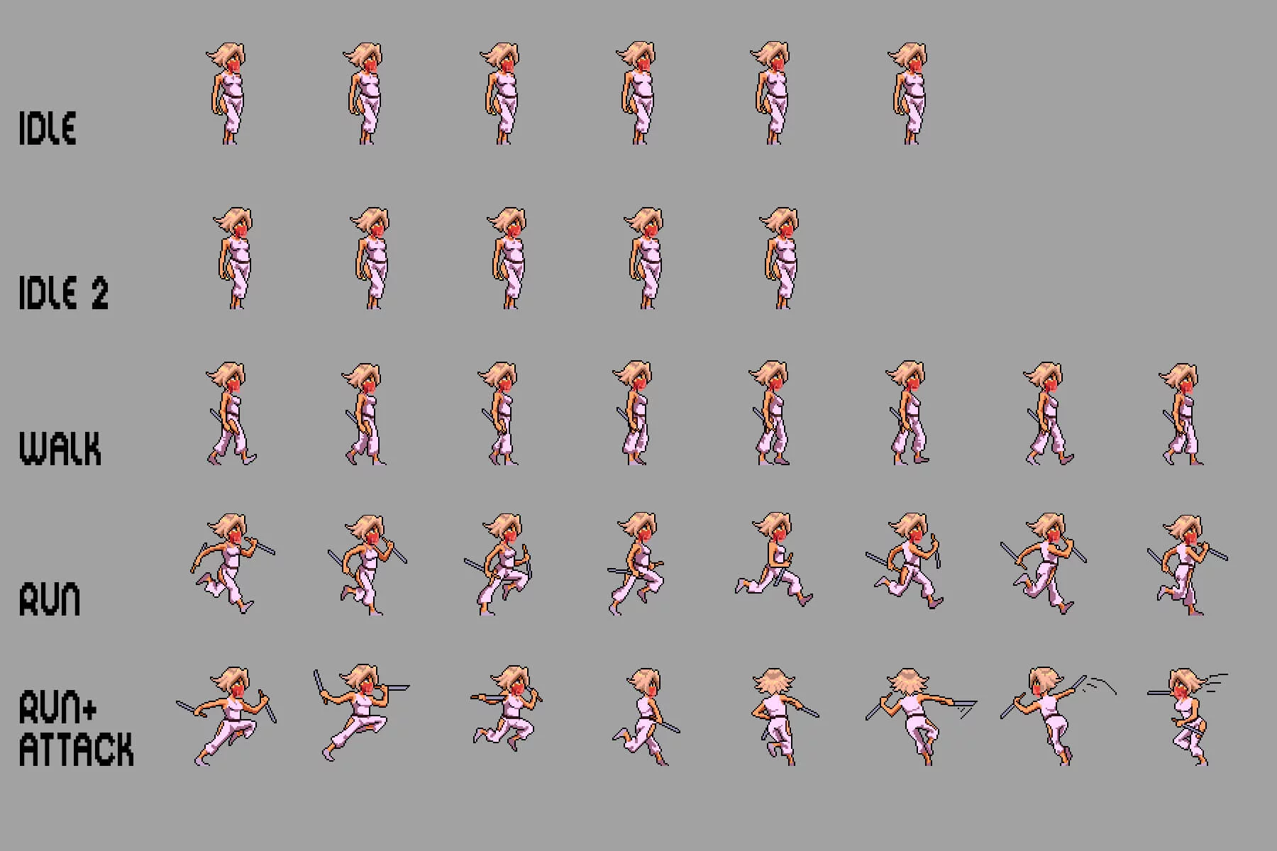 Girls Warrior 2D Pixel Art Sprite Pack