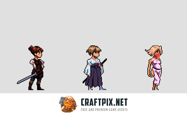 Girls Warrior 2D Pixel Art Sprite Pack