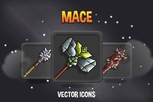 Mace RPG游戏图标：战士钝器武器素材包