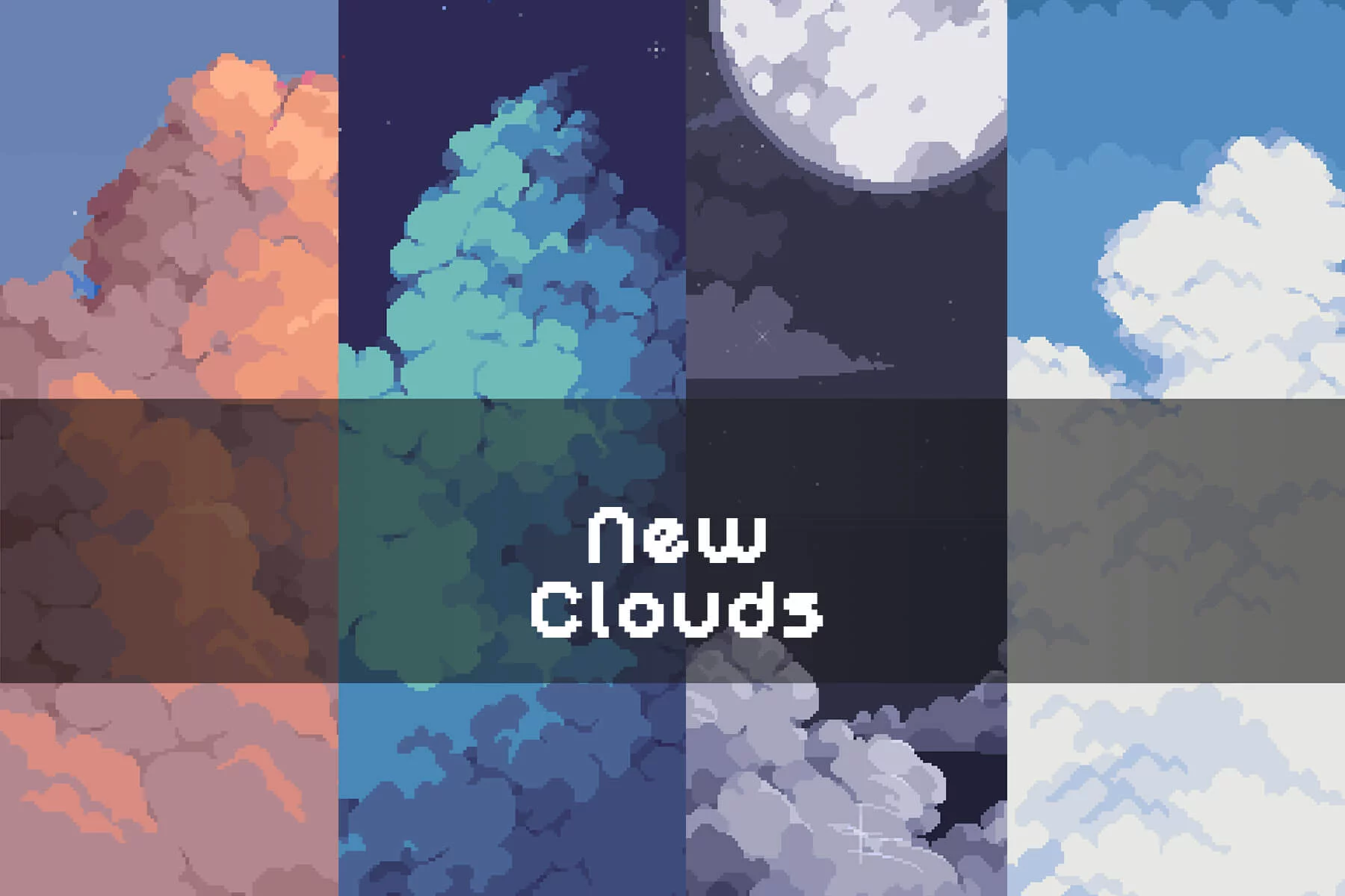 Pixel Art Cloud and Sky Backgrounds