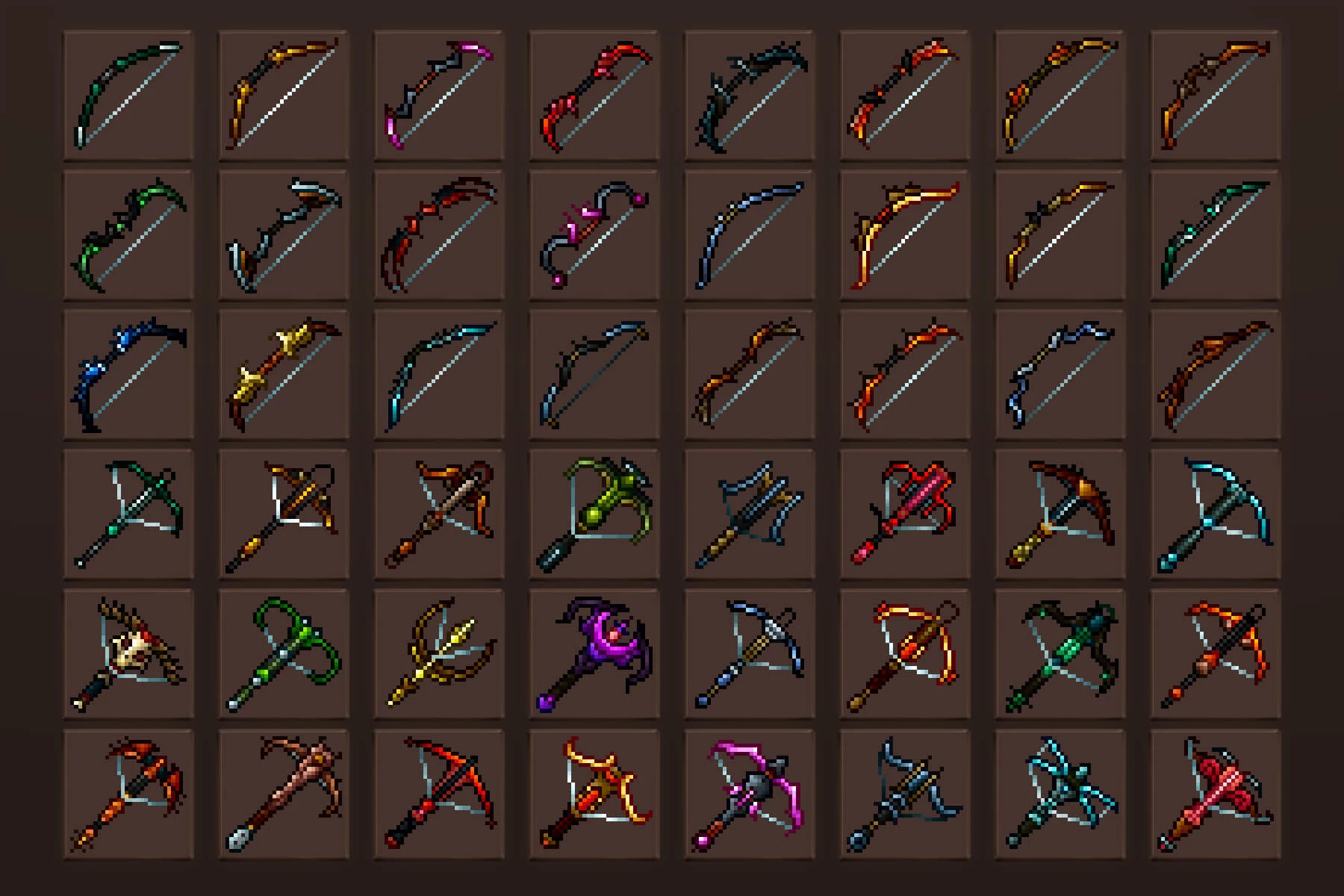 Bow and Crossbow Pixel Art Icons