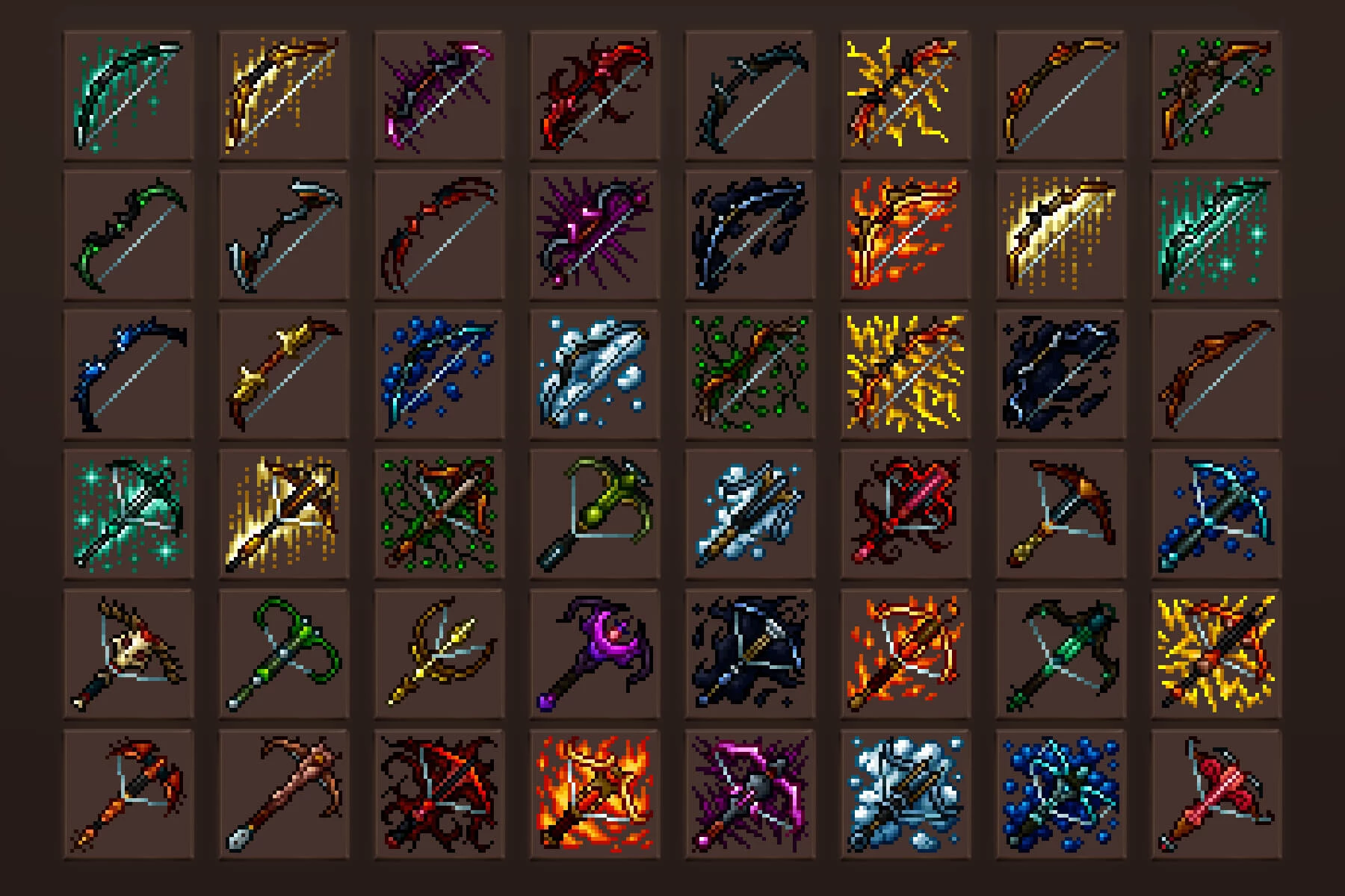 Bow and Crossbow Pixel Art Icons