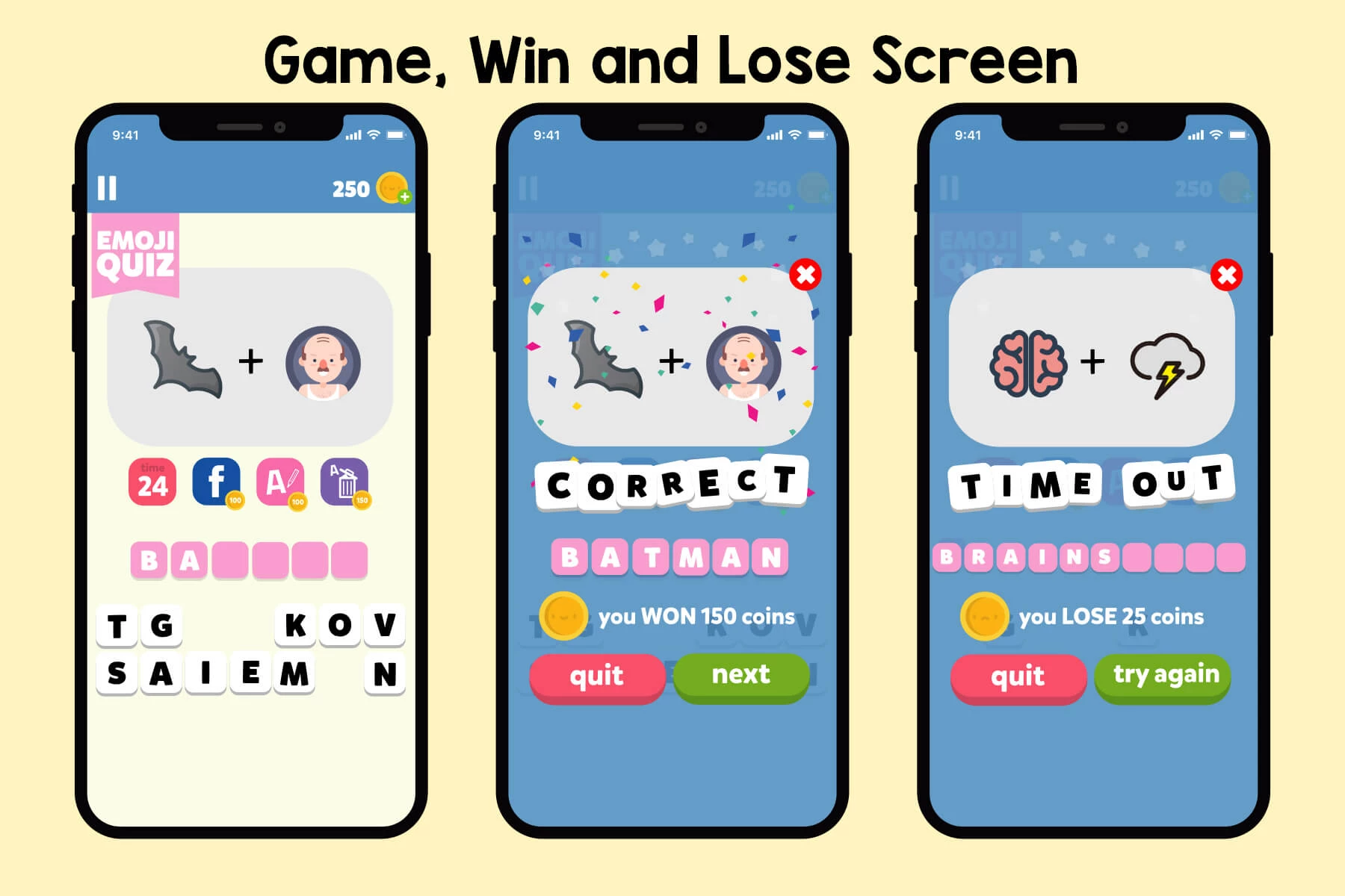 Emoji Quiz Game GUI Kit