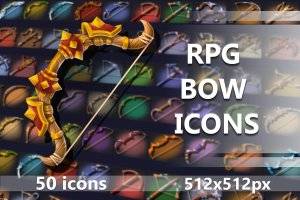 弓箭与弩箭RPG图标集：中世纪奇幻角色扮演游戏素材