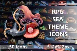 RPG海洋主题游戏512×512图标集