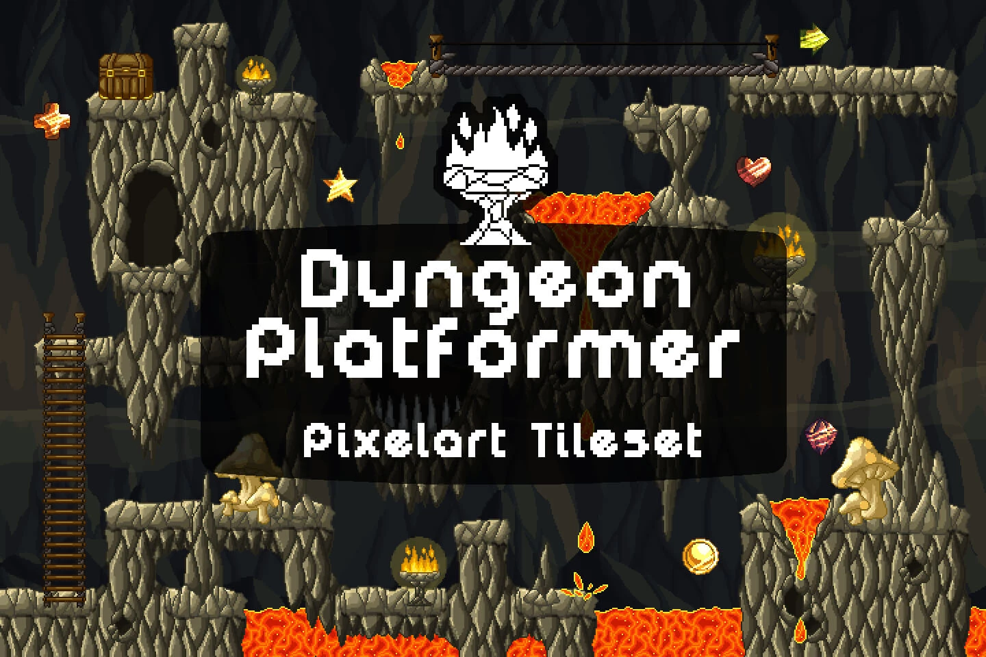 Dungeon Platformer Pixel Art Tileset