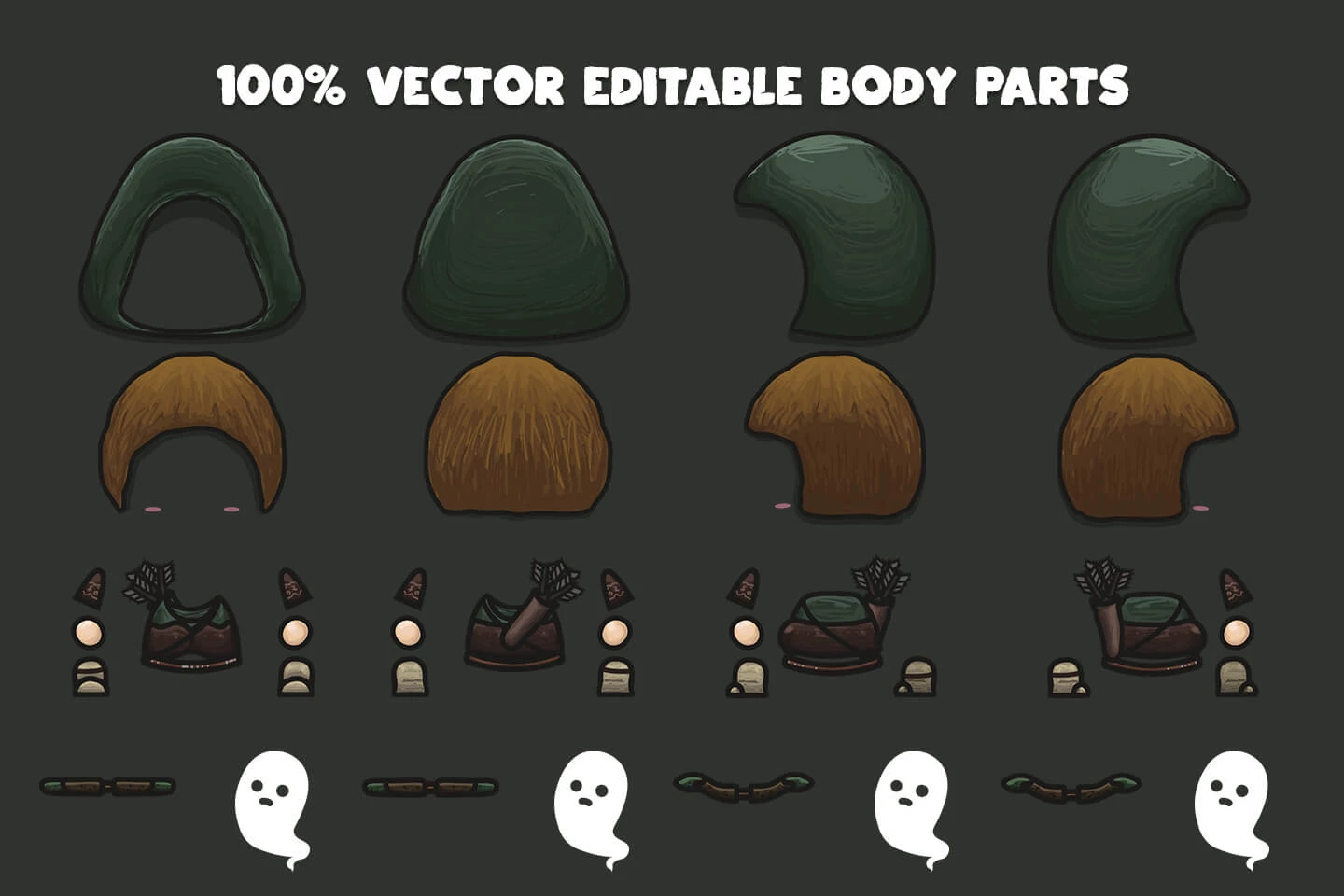 Archer 4-Direction Woman Character Sprites