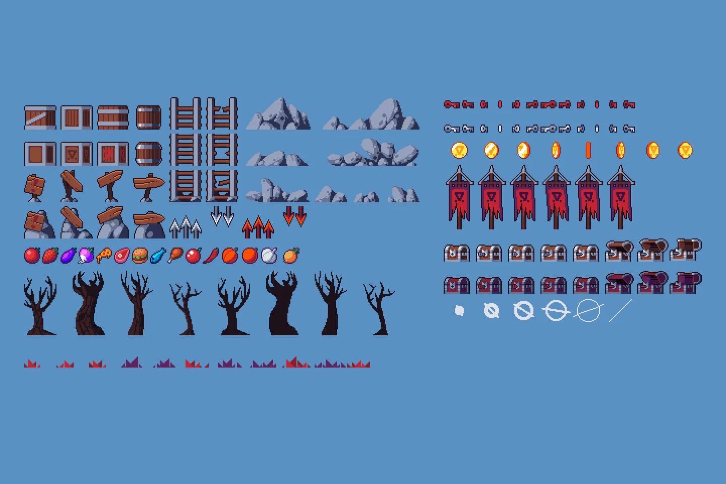 Platformer Pixel Art Hell 2D Tileset