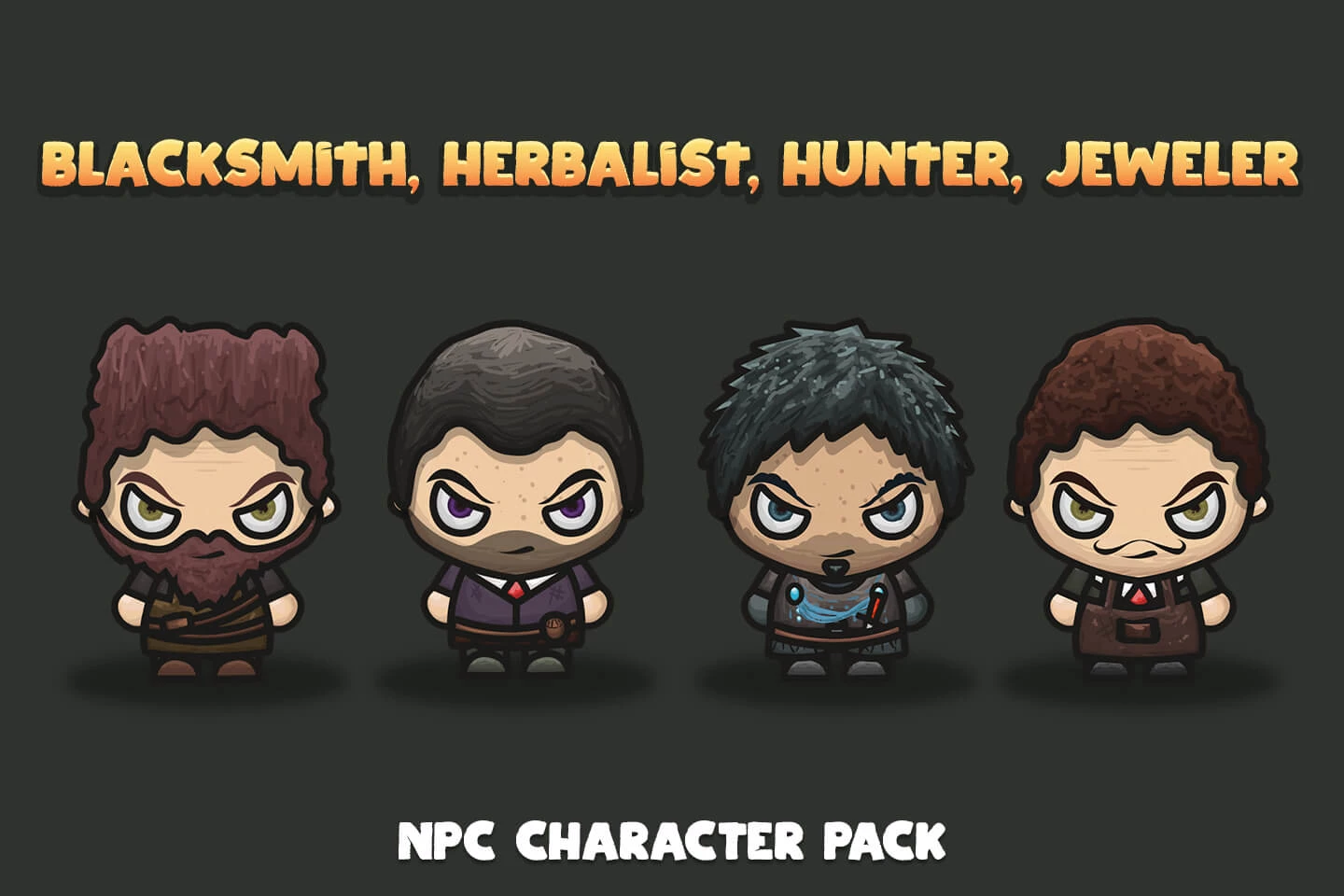 Blacksmith, Herbalist, Hunter, Jeweler NPC Character Pack