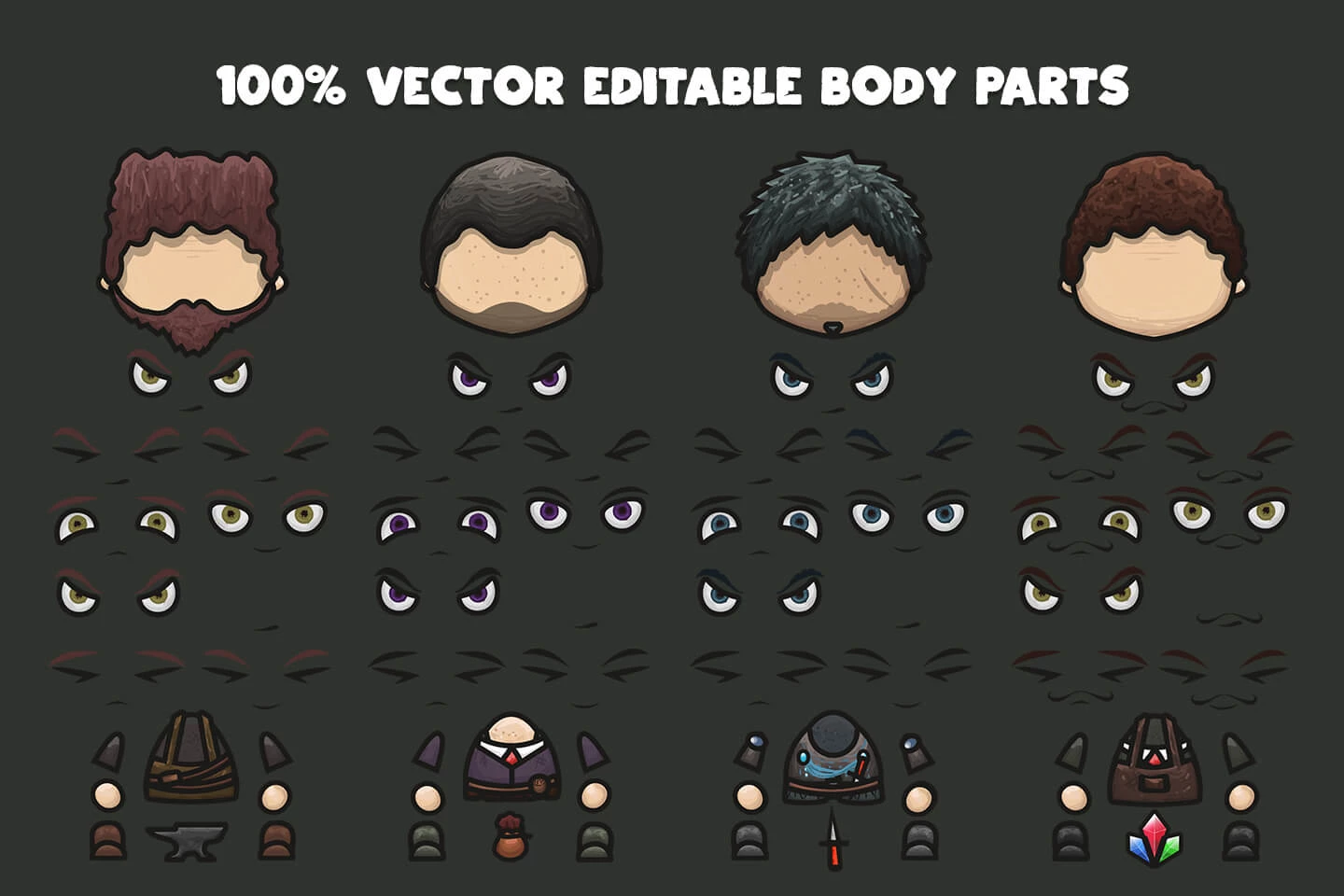Blacksmith, Herbalist, Hunter, Jeweler NPC Character Pack