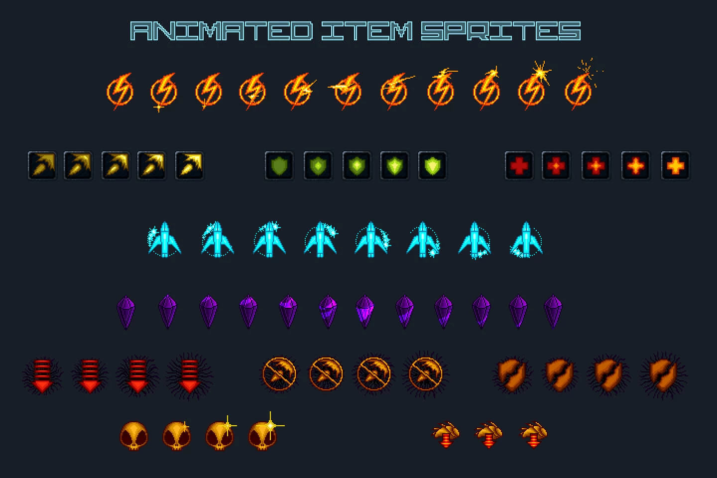 Pixel Art Space Shooter Game Tileset
