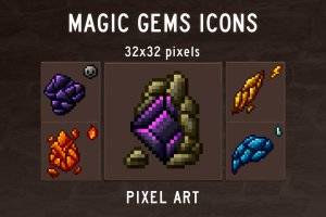 RPG宝石图标包：像素艺术风格游戏素材