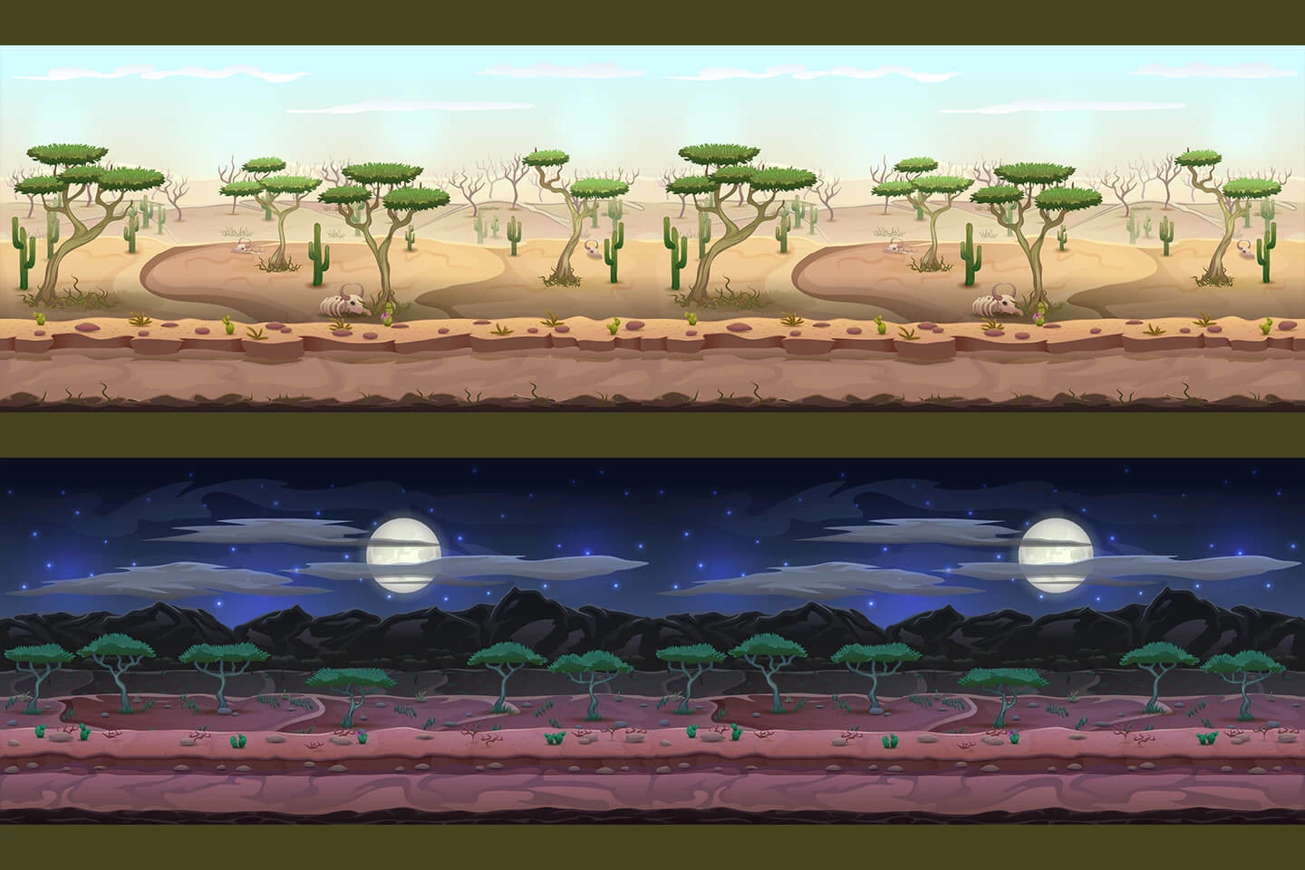 Cartoon Desert Game Backgrounds